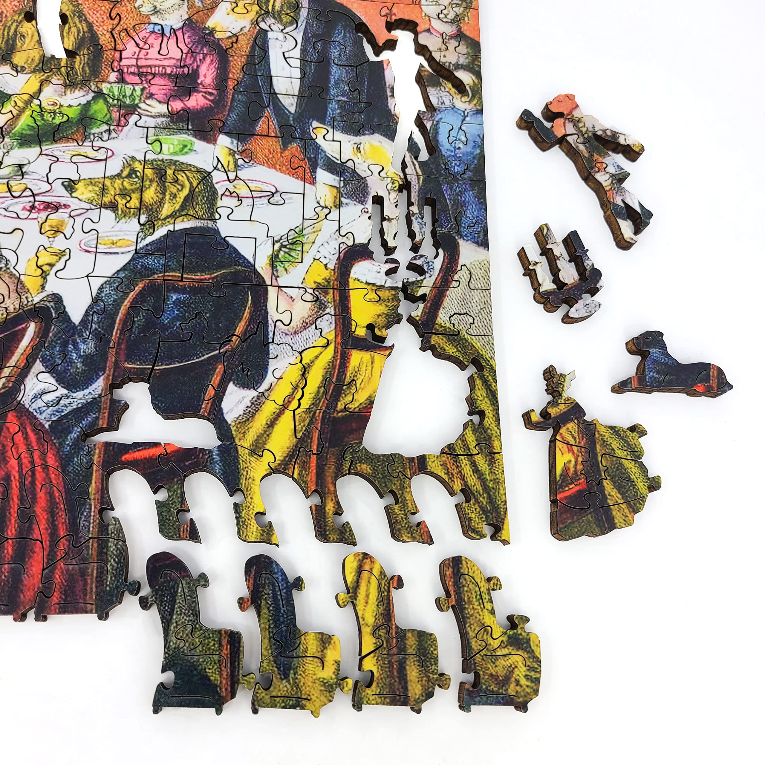 Premium 365-Piece Wooden Jigsaw Puzzle for Adults - Unique Shaped Pieces - Handcrafted in USA by FoxSmartBox - The Dogs Dinner Party - Perfect for Family Game Nights, Stress Relief & Home Decor