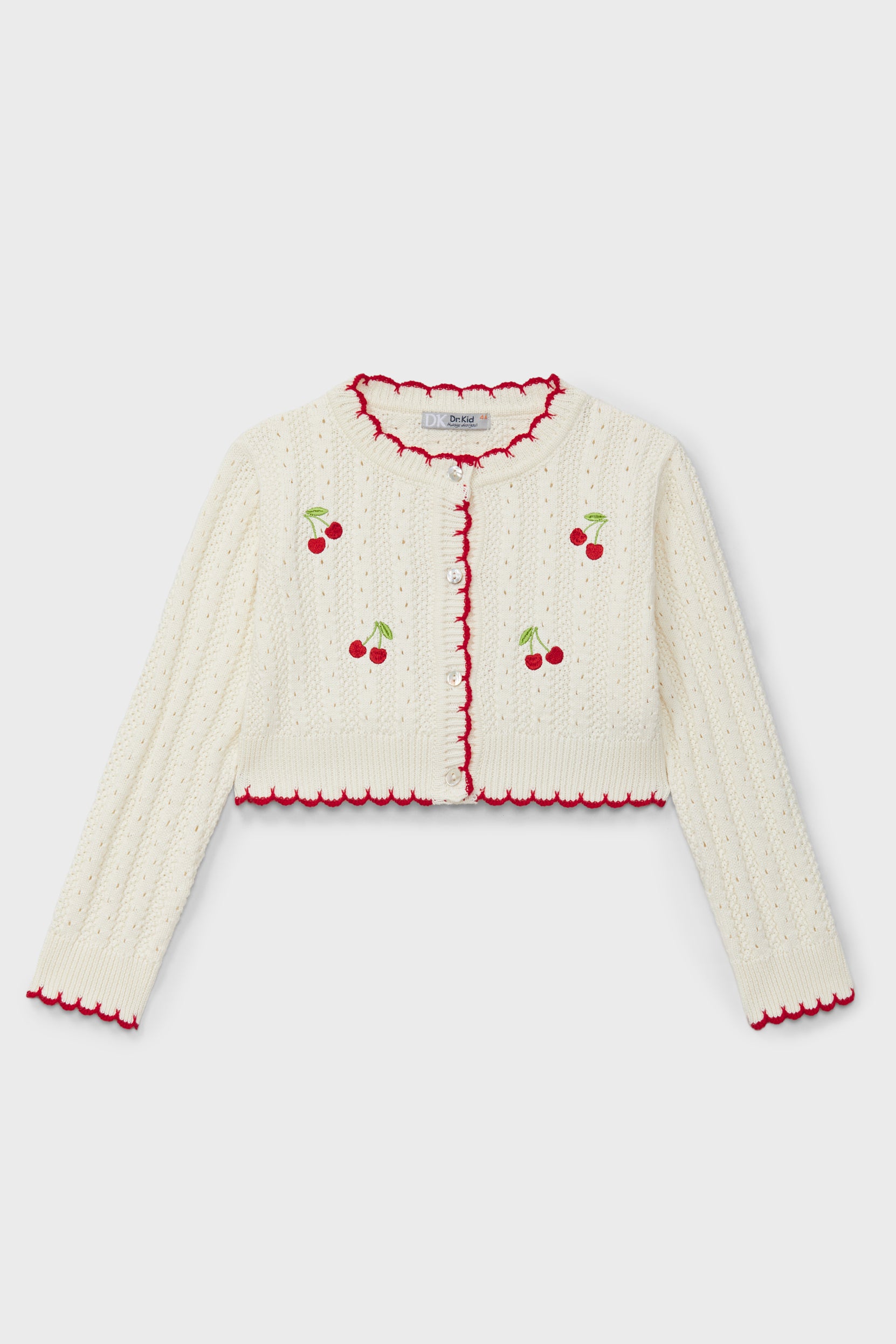 Cream & Red Knit Cherry Cardigan for Women - Cozy Winter Sweater with Floral Embroidery - Perfect for Casual Outfits, Office Wear, and Holiday Parties