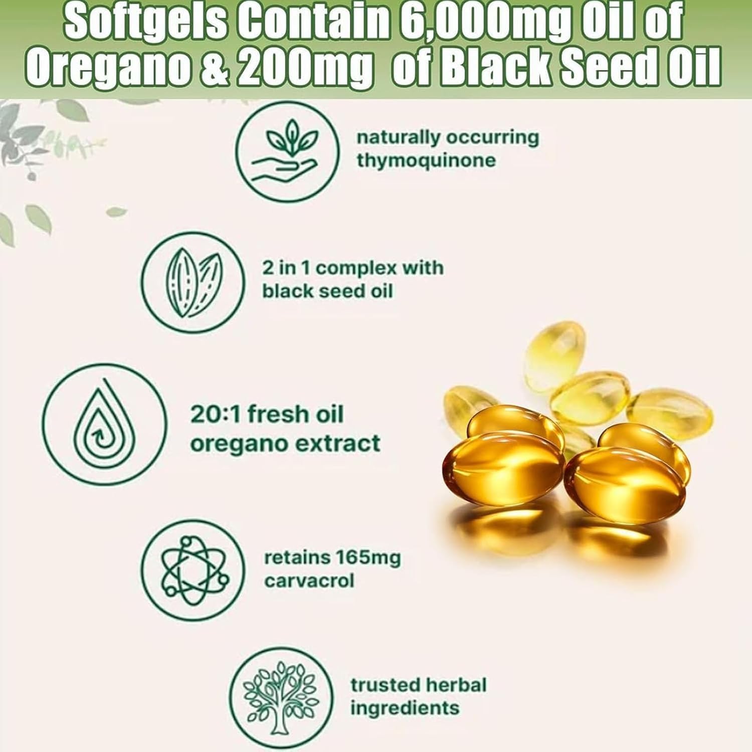 Premium Oil of Oregano Softgels & Capsules with Black Seed Oil - Natural Immune Support Supplement for Cold & Flu Season, Travel Wellness & Daily Health Maintenance