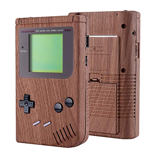 eXtremeRate Wood Grain Soft Touch Replacement Case Cover & Full Housing Shell for Gameboy Classic 1989 GB DMG-01 Console with Screen Lens & Buttons Kit - Perfect for Retro Gaming Enthusiasts & Console Restoration Projects (Handheld Game Console NOT Included)