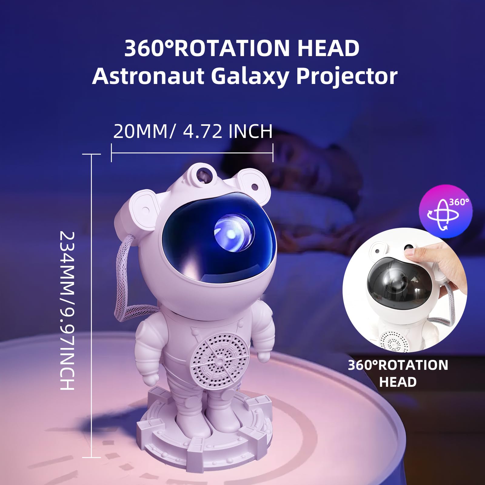 Astronaut Galaxy Projector - 360° Star Projector Night Light with Bluetooth Speaker, White Noise & Timer for Bedroom, Kids Room, Meditation | Perfect Gift for Christmas, Birthday, Valentine's Day (Remote Included)