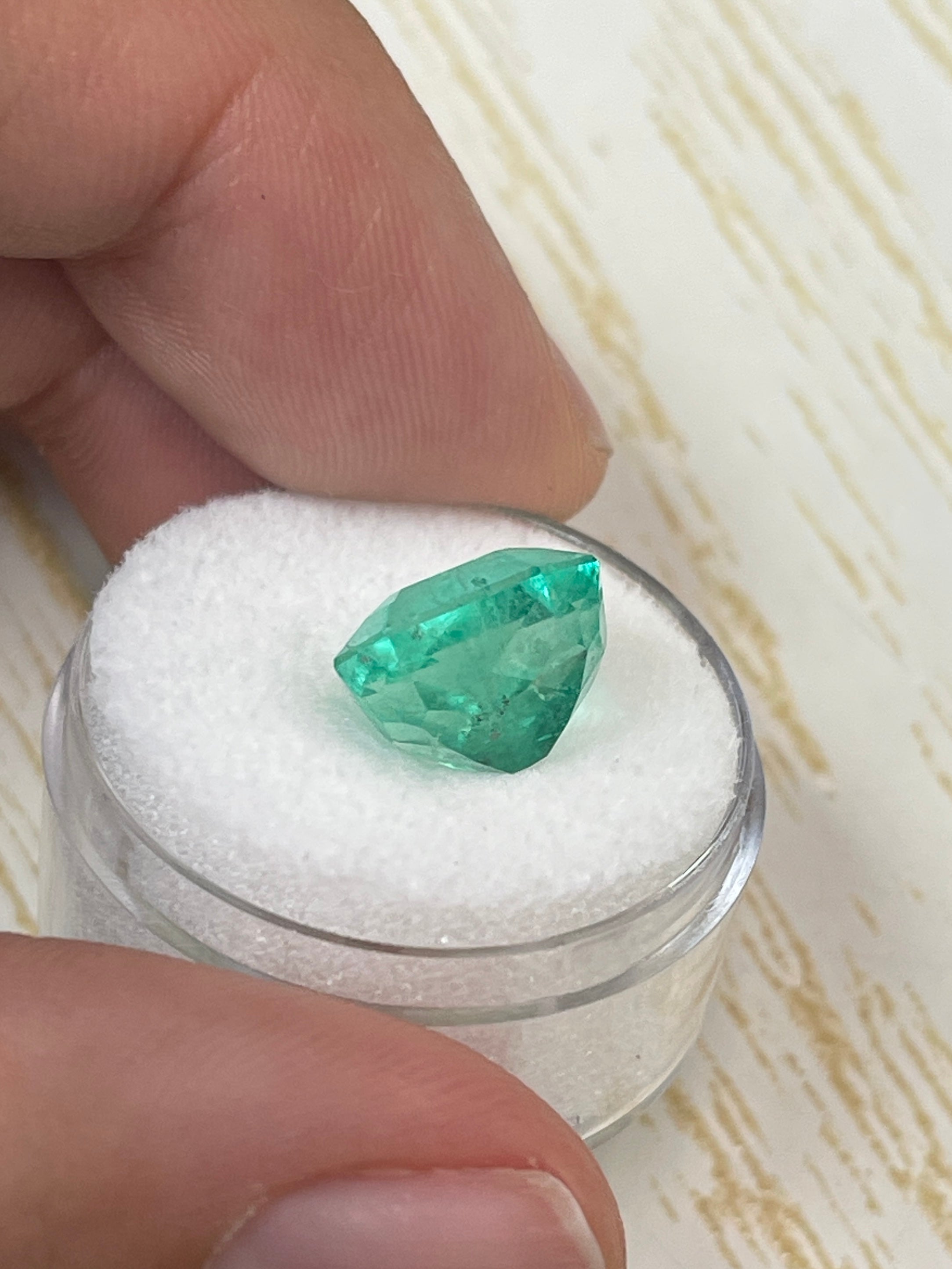6.63 Carat 11x10mm Chunky Emerald Cut Natural Loose Colombian Emerald Gemstone for Jewelry Making, Engagement Rings & Luxury Gifts