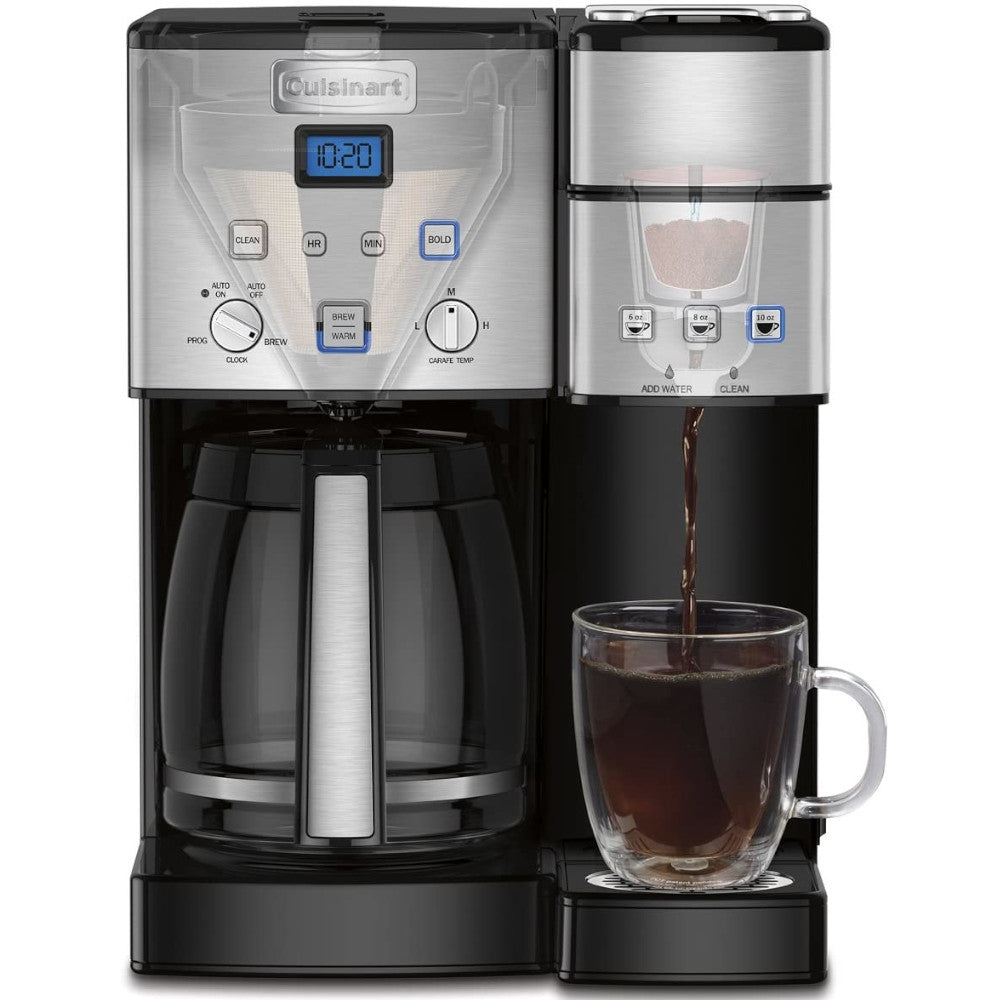 CUISINART 12 Cup Black Stainless Steel Coffee Maker with Permanent Filter & Carafe Combo SS15C - Perfect for Home, Office, and Dorm Use