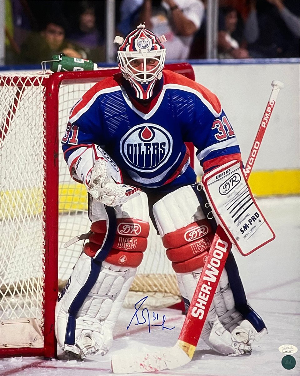 Authentic Grant Fuhr Signed Edmonton Oilers 16x20 Hockey Photo with JSA COA - Perfect for Hockey Memorabilia Collectors and Sports Fans Decor