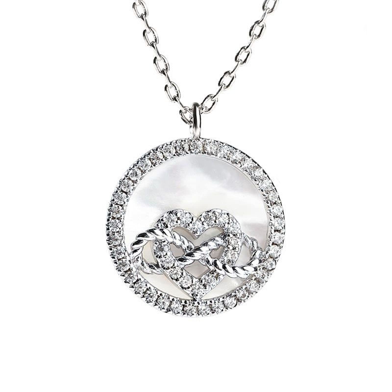 Jeulia Sterling Silver Mother of Pearl Necklace - Heart & Infinity Pendant Jewelry for Women, Wife, Girlfriend | Elegant Gift for Anniversary, Engagement, Wedding, Valentine's Day & Birthday | Perfect for Romantic Dates, Special Occasions & Everyday Wear