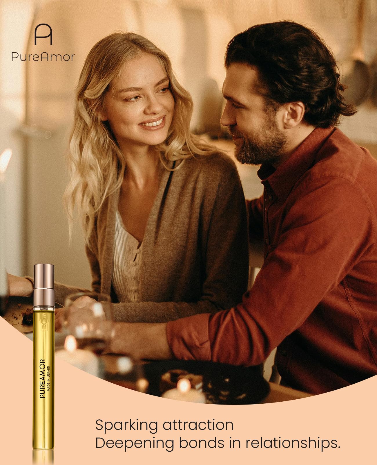 Pheromone Perfume Oil for Women & Men - No. 44 Strawberry & Cake Scent with Cream, Cassis Leaves, Lily, Apple, Woods & Amber | 0.34oz Travel Size Spray | Romantic Dates, Night Out, Special Occasions