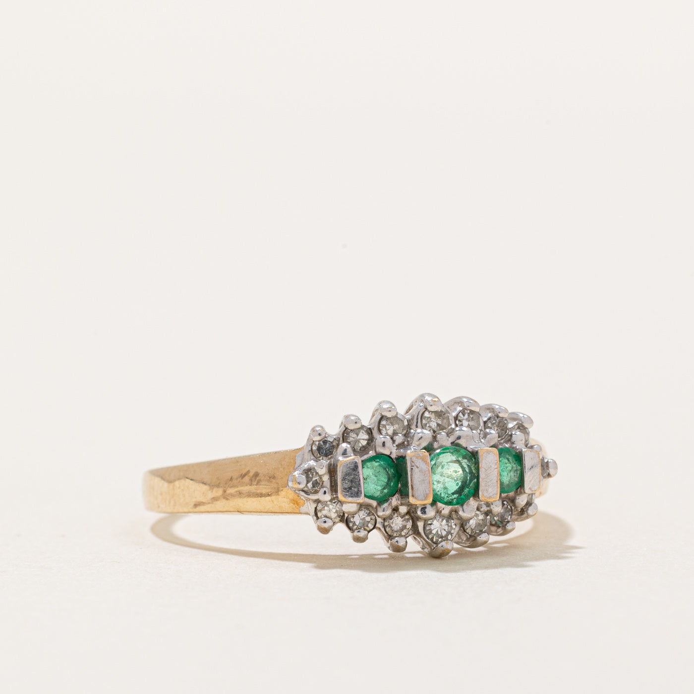 Exquisite 0.17ctw Emerald & Diamond Cocktail Ring - 0.12ctw Genuine Gemstones - Size 9.25 - Elegant Statement Jewelry for Evening Parties, Weddings & Special Occasions