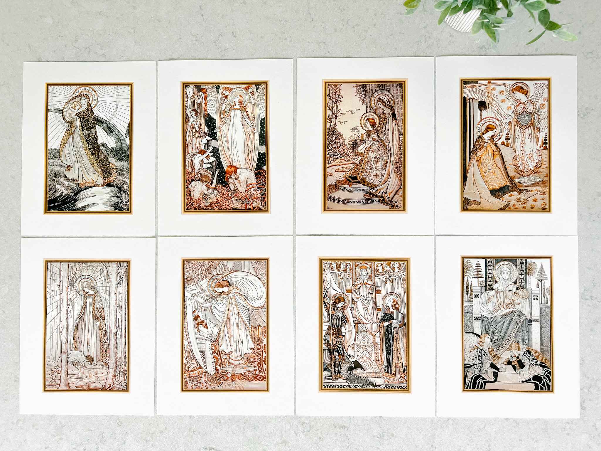Loreto Embroidered Print Collection - Set of 8 Floral Embroidered Art Prints for Home Decor, Wall Art, Living Room, Bedroom & Office Decoration