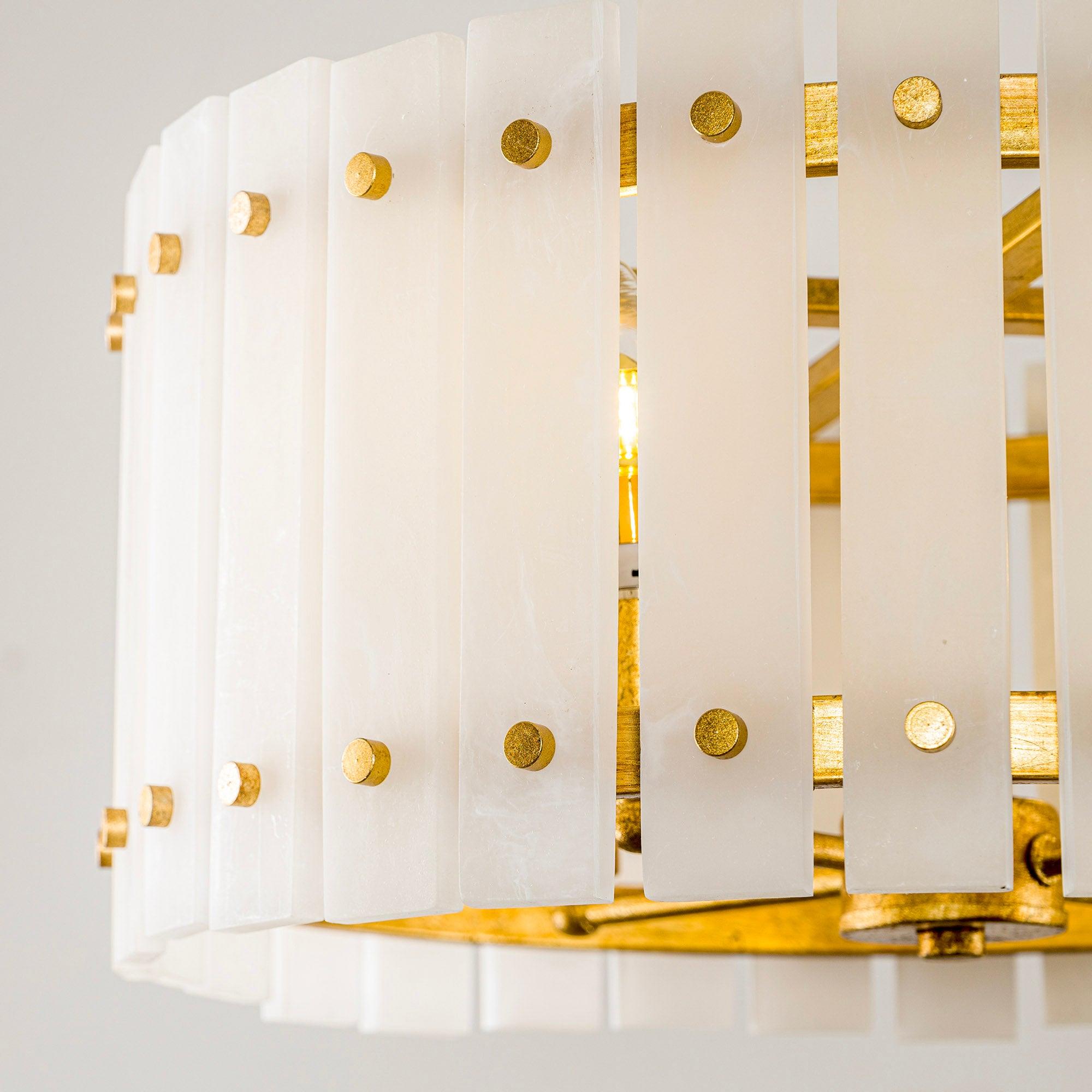 4-Light Modern Drum Marble Semi-Flush Mount Ceiling Light Fixture - Elegant Lighting for Bedroom, Living Room, Dining Room & Hallway