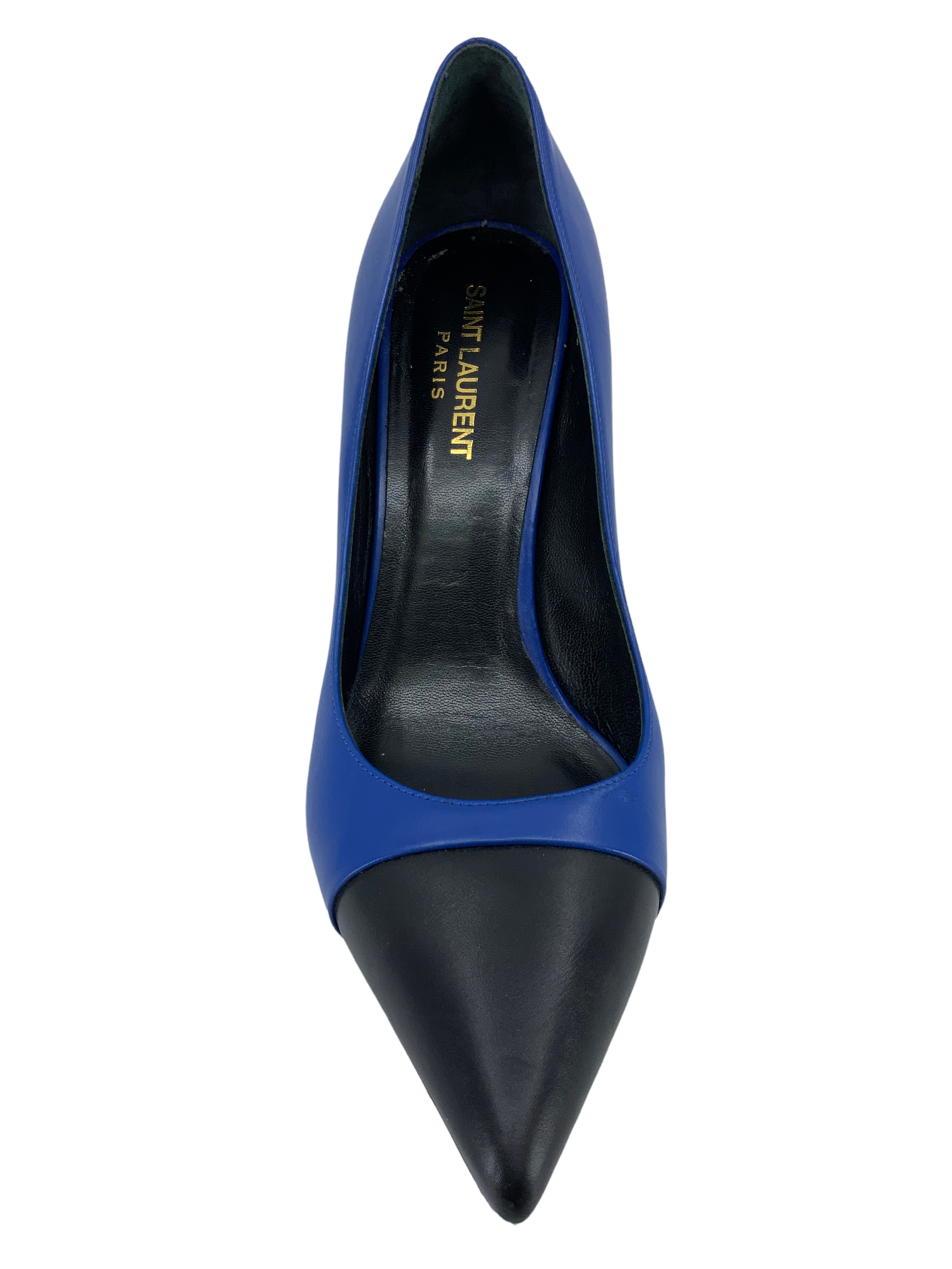 Saint Laurent Bi-Color Cap Toe Pumps Women's Size 8 | Luxury Designer Heels for Office, Party & Special Occasions