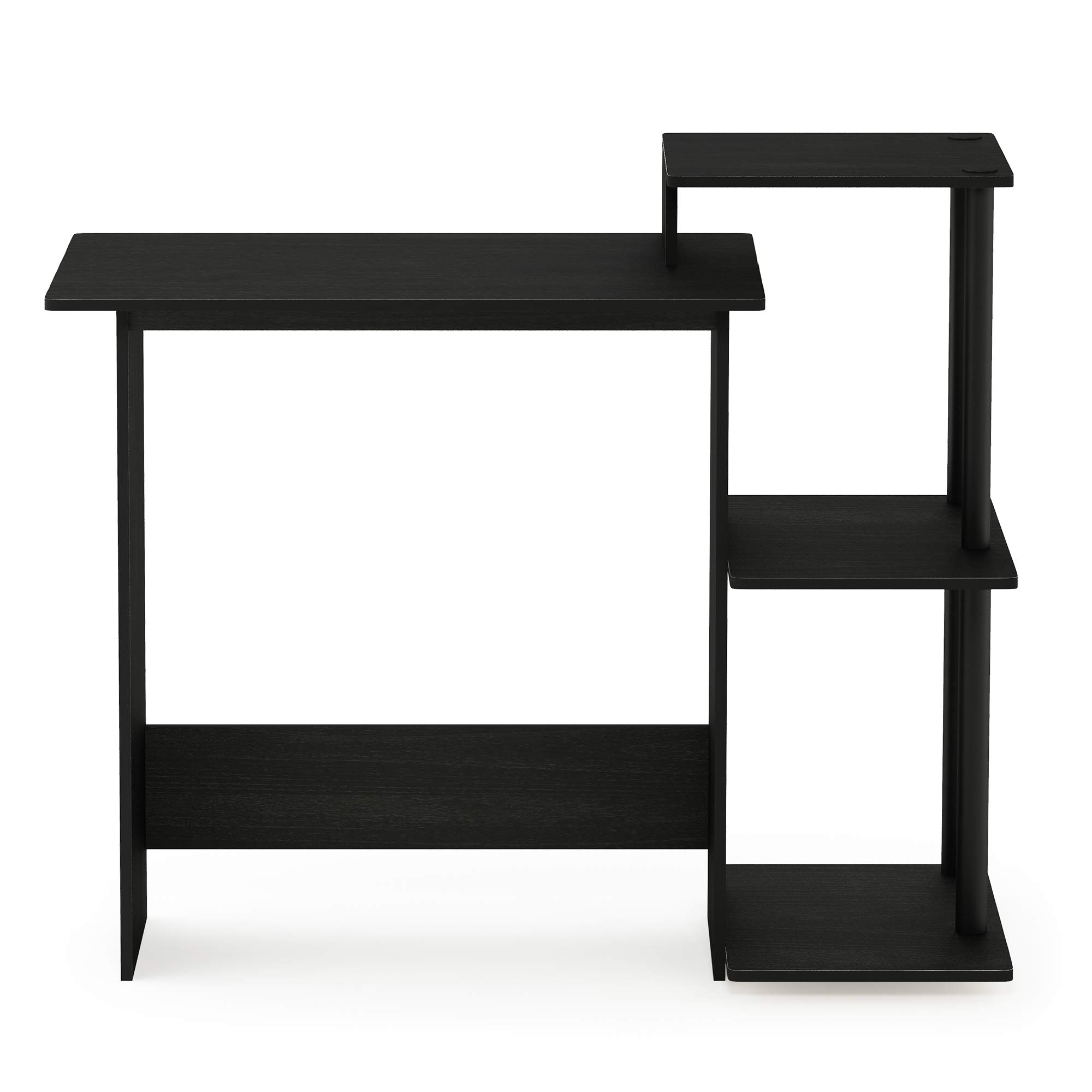 Furinno Compact Home Office Desk with Square Shelves for Laptop & Notebook - Americano/Black - Perfect for Small Spaces, Dorm Rooms & Workspaces