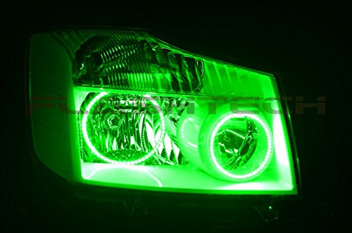 Flashtech LED RGB Multi-Color Halo Ring Headlight Kit with Bluetooth RF Remote & App Control - Compatible with Nissan Titan 2004-2014 - Upgrade Your Ride with Customizable Colors for Night Driving & Car Shows