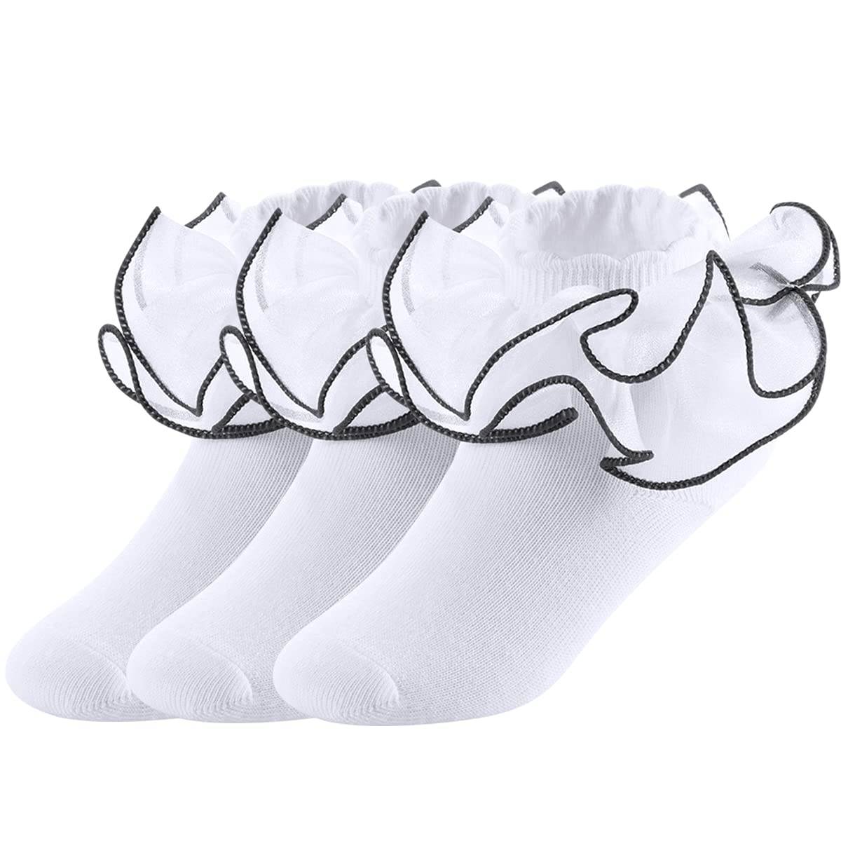 Sparkling Lace Ankle Socks for Women - 3 Pairs of Cute Ruffle Dress Socks with Comfortable Fit | Perfect for Parties, Weddings & Everyday Fashion