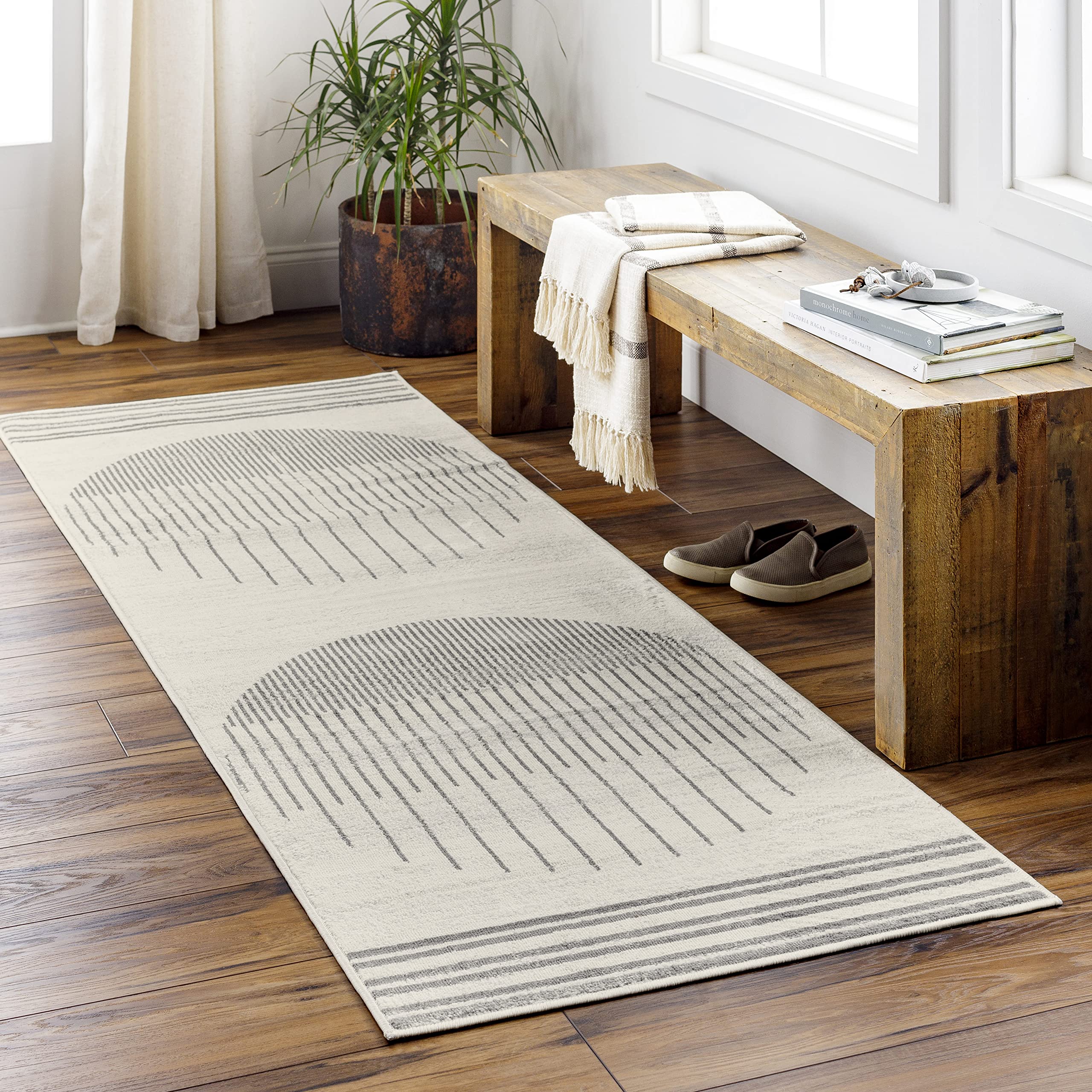 Mark&Day 5x7 Modern Ivory Area Rug - Soft Beige Grey Black Carpet for Living Room, Bedroom, Kitchen - Non-Slip & Durable (5'3