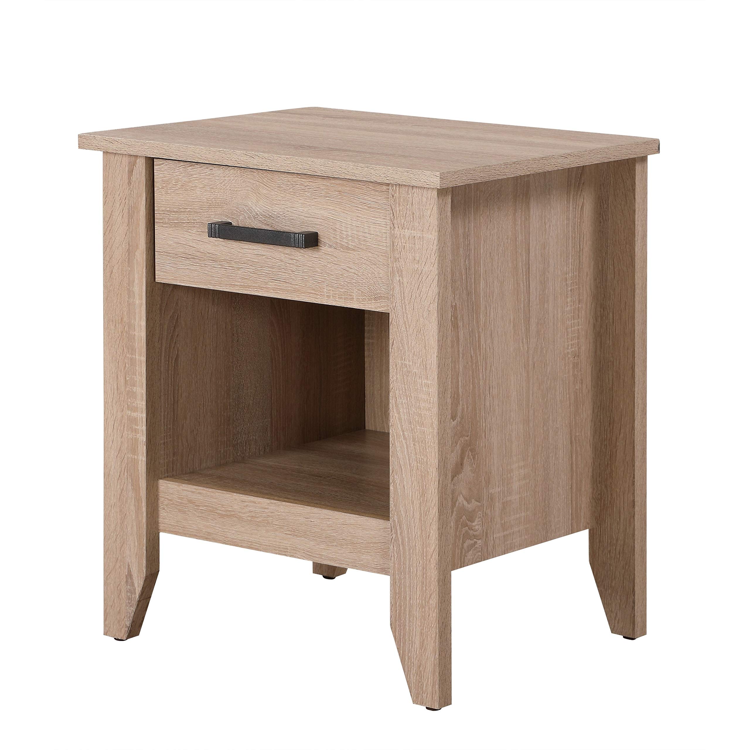 Premium Sandalwood Nightstand with Drawer - Glory Furniture G054-N - Elegant Bedside Table for Bedroom, Living Room & Guest Room