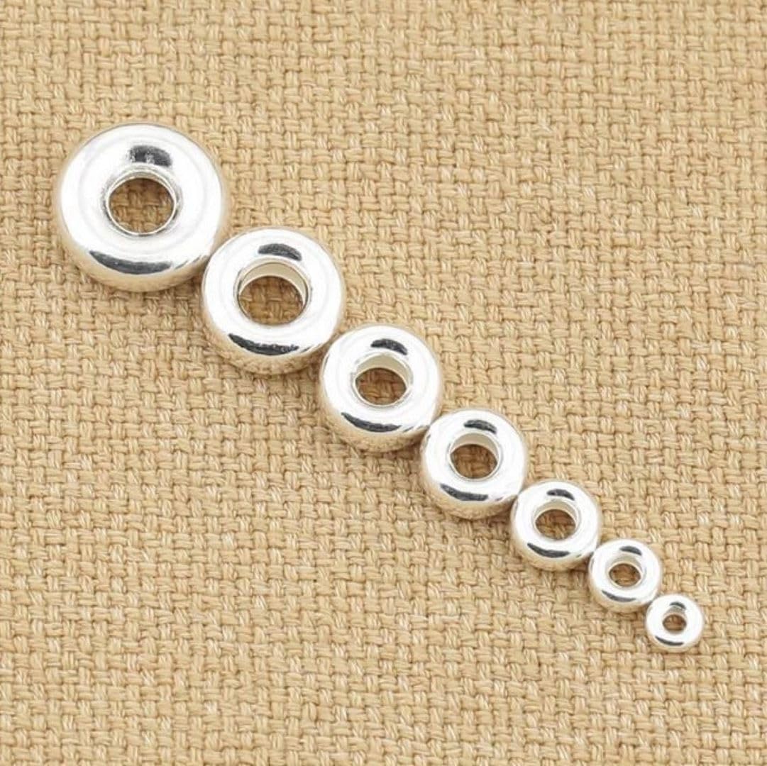 5pcs Adabele 925 Sterling Silver Hypoallergenic Heishi Rondelle Loose Beads - 8mm Spacer Beads with 3mm Large Hole for DIY Jewelry Making, Crafting, Necklaces & Bracelets - Perfect for Beaders and Jewelry Designers