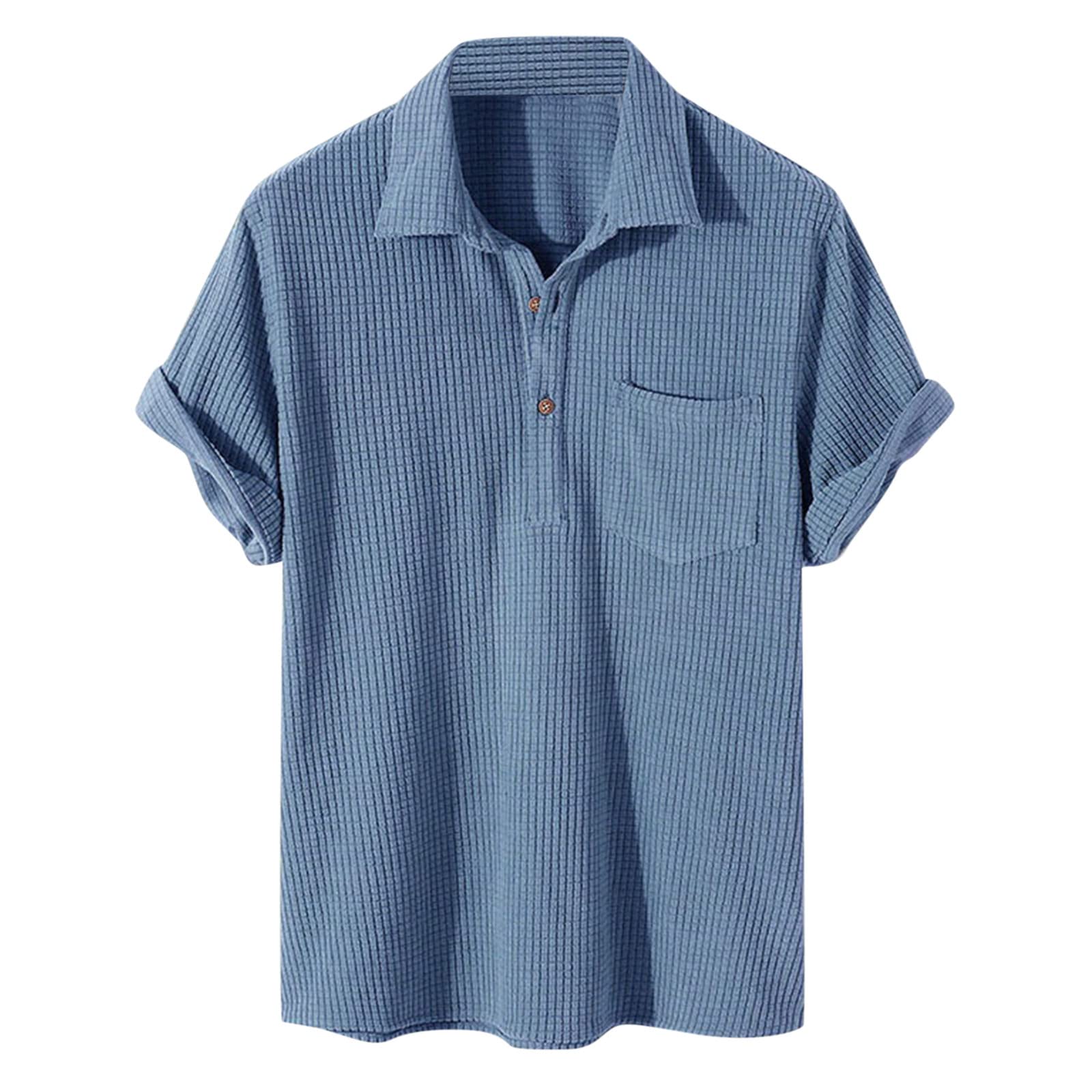 Wrinkle-Free Men's Waffle Knit Polo Shirt - Breathable Short Sleeve Casual Top for Golf, Beach & Tropical Vacations | Perfect for Summer Outings & Holiday Wear