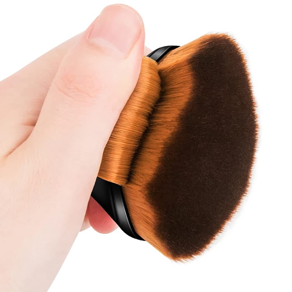 Hexagon Kabuki Makeup Brush - Flat Top Foundation Brush for Women & Girls (Black & Pink) - Perfect for Flawless Base Makeup