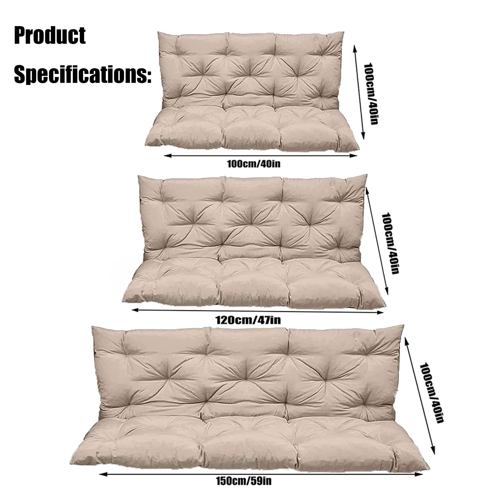 Thickened Swing Chair Cushion Seat Pads - Premium Outdoor Lounger & Recliner Bench Cushions (150x100x10cm) for Patio Furniture, Garden, Camping & Dining - Waterproof & Comfortable Outdoor Seating Solution