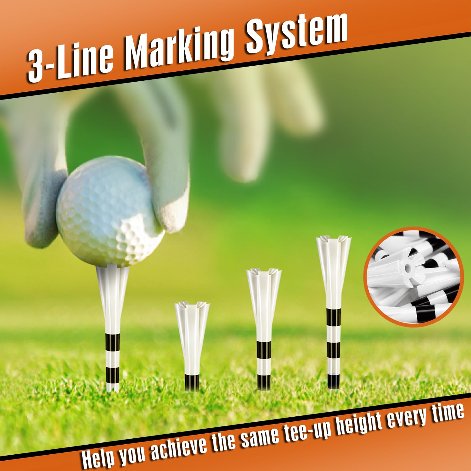 120 Pack Professional Plastic Golf Tees - 100 Driver & 20 Iron Tees with 5 Prongs for Reduced Friction & Side Spin | Durable Plastic Golf Accessories for Driving Range & Course Play