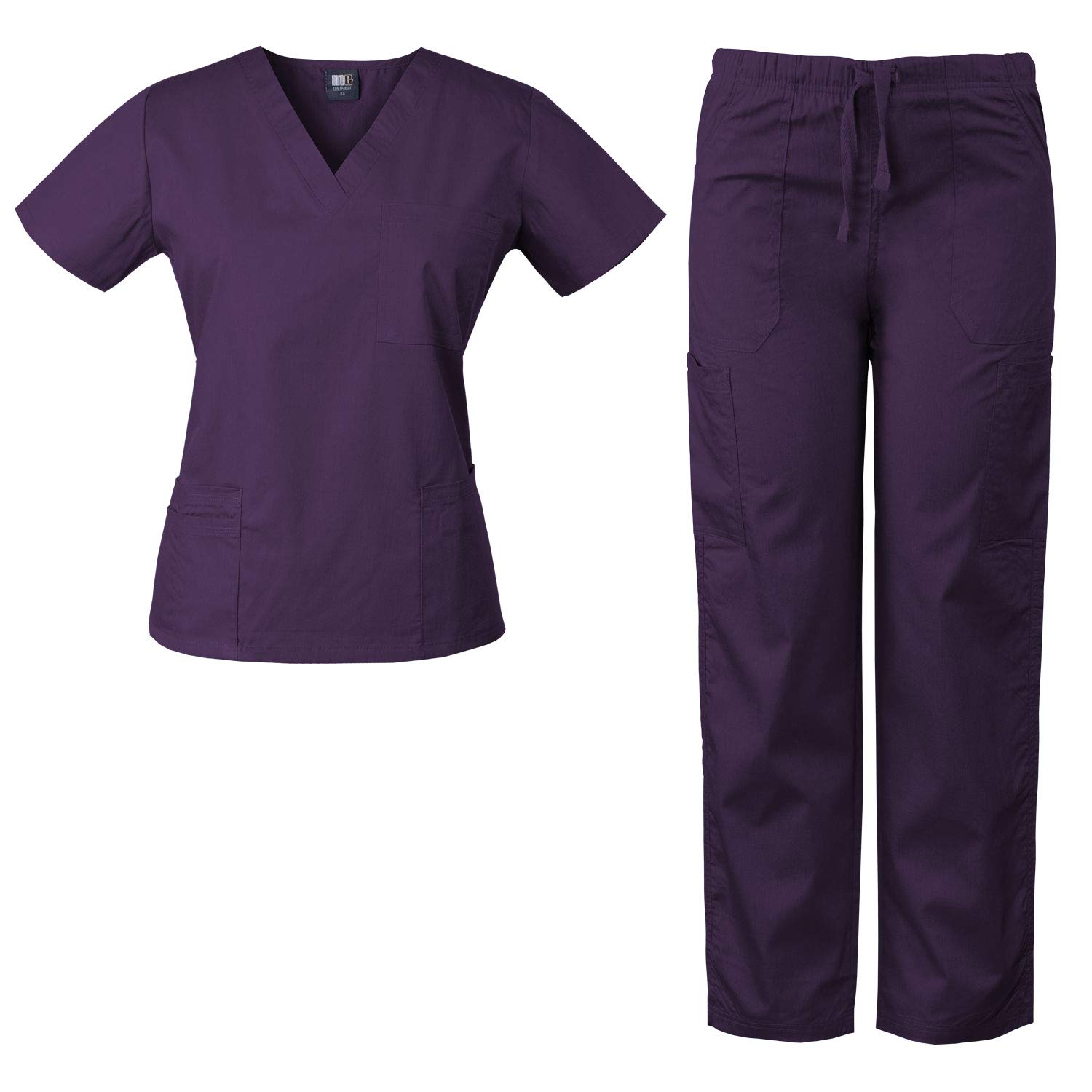 MedGear Women's Scrubs Set - 4 Pocket Medical Uniform Top & Multi-Pocket Pants for Nurses, Doctors & Healthcare Professionals | Comfortable Workwear for Hospitals & Clinics