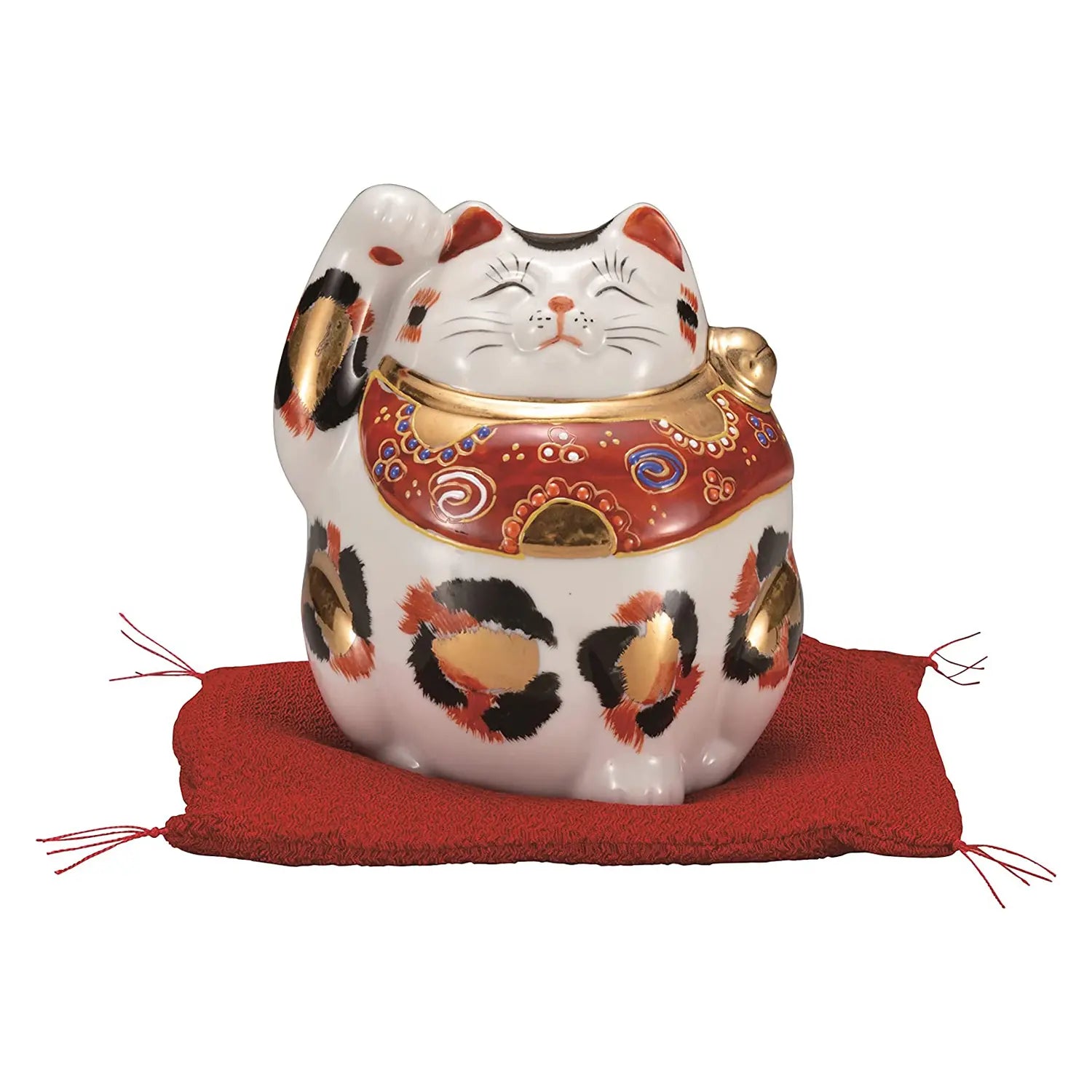 Authentic Japanese Kutani Ware Porcelain Maneki Neko Figurine - Lucky Calico Cat Statue for Home & Office Decor | Perfect Gift for Cat Lovers & Japanese Culture Enthusiasts | Feng Shui Good Luck Charm for Wealth & Prosperity