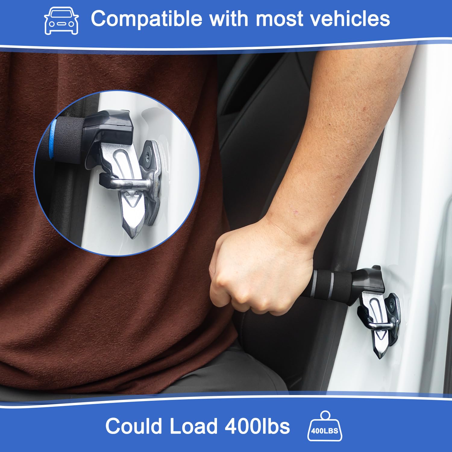 2-Pack 3-in-1 Car Door Handle Assist for Seniors - Elderly Car Support Handle & Multifunctional Cane Grip - Perfect for Easy Vehicle Entry/Exit & Mobility Assistance