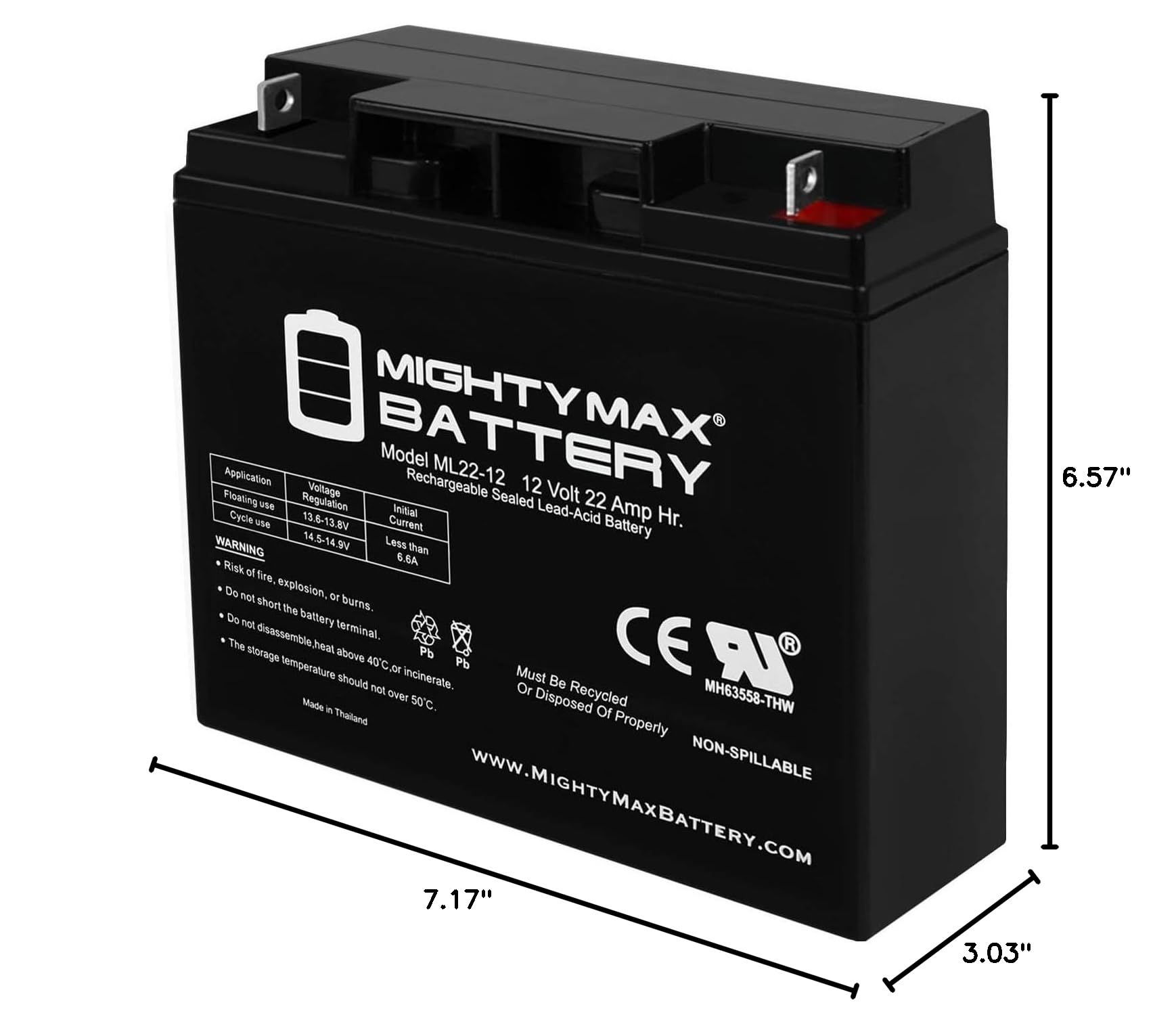 Mighty Max 12V 22AH Rechargeable SLA Battery - Replacement for Outdo OT20-12 - Perfect for Power Wheels, Scooters, and Outdoor Equipment