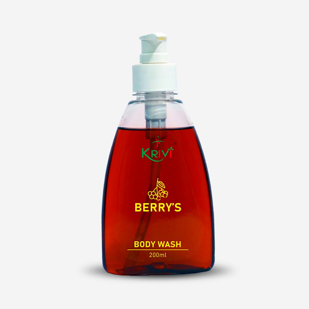 Krivi Berrys Moisturizing Body Wash for Women & Men - 200ml Hydrating Shower Gel for Softer, Smoother Skin | Berry Scented Bath & Shower Essential for Daily Skincare Routine