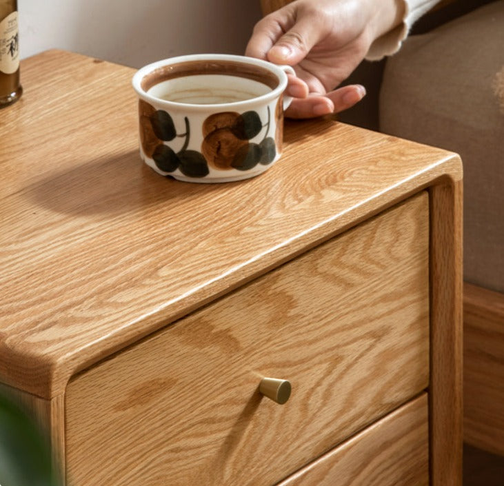 Solid Wood Nightstand - Beech or Oak Bedside Table for Bedroom, Modern & Rustic Home Decor, Durable and Stylish Storage Solution
