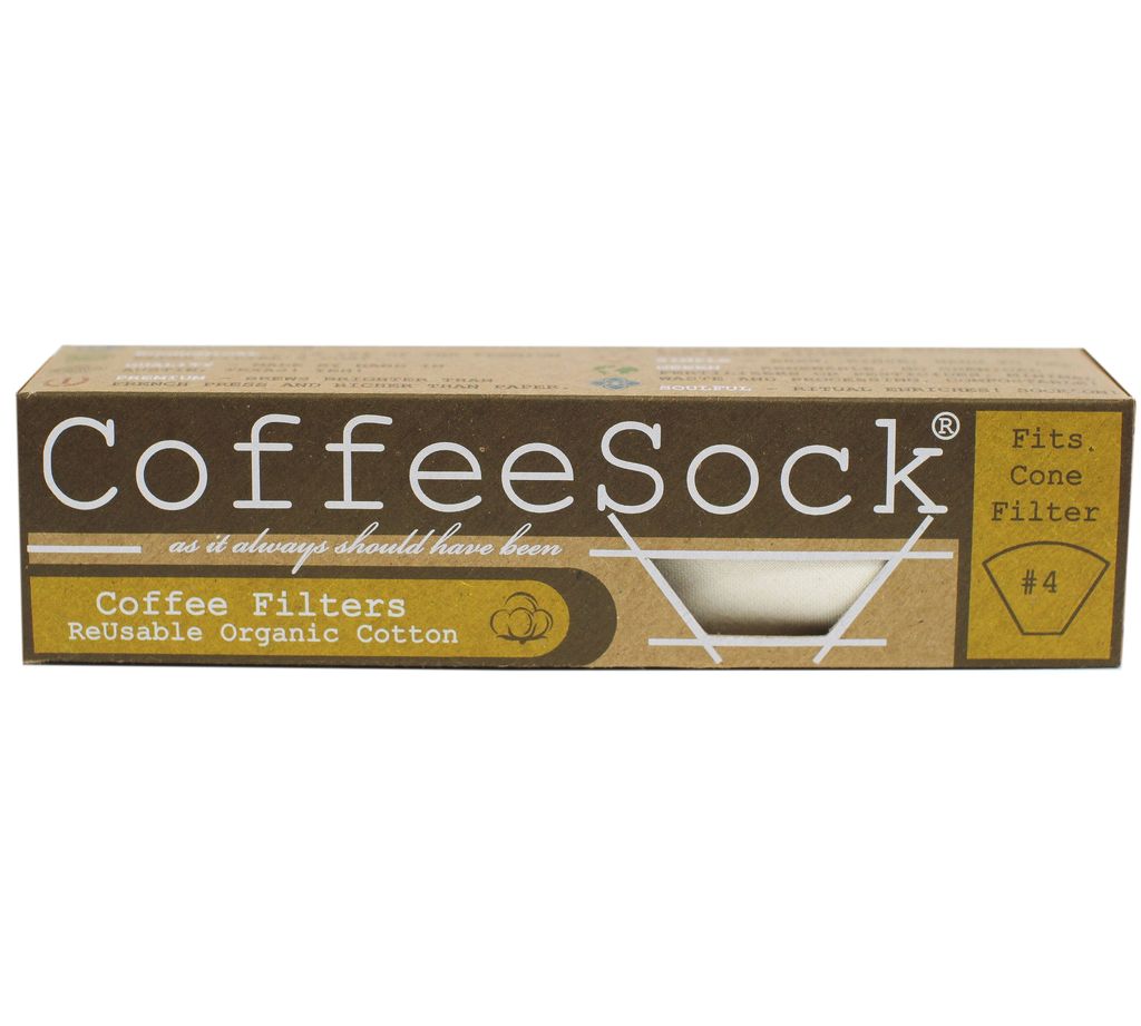 Organic Cotton CoffeeSock Cone Filters - Pack of 2 | Reusable & Eco-Friendly Pour Over Coffee Filters for Chemex, V60 & Drip Brewing | Perfect for Home, Office & Camping Use