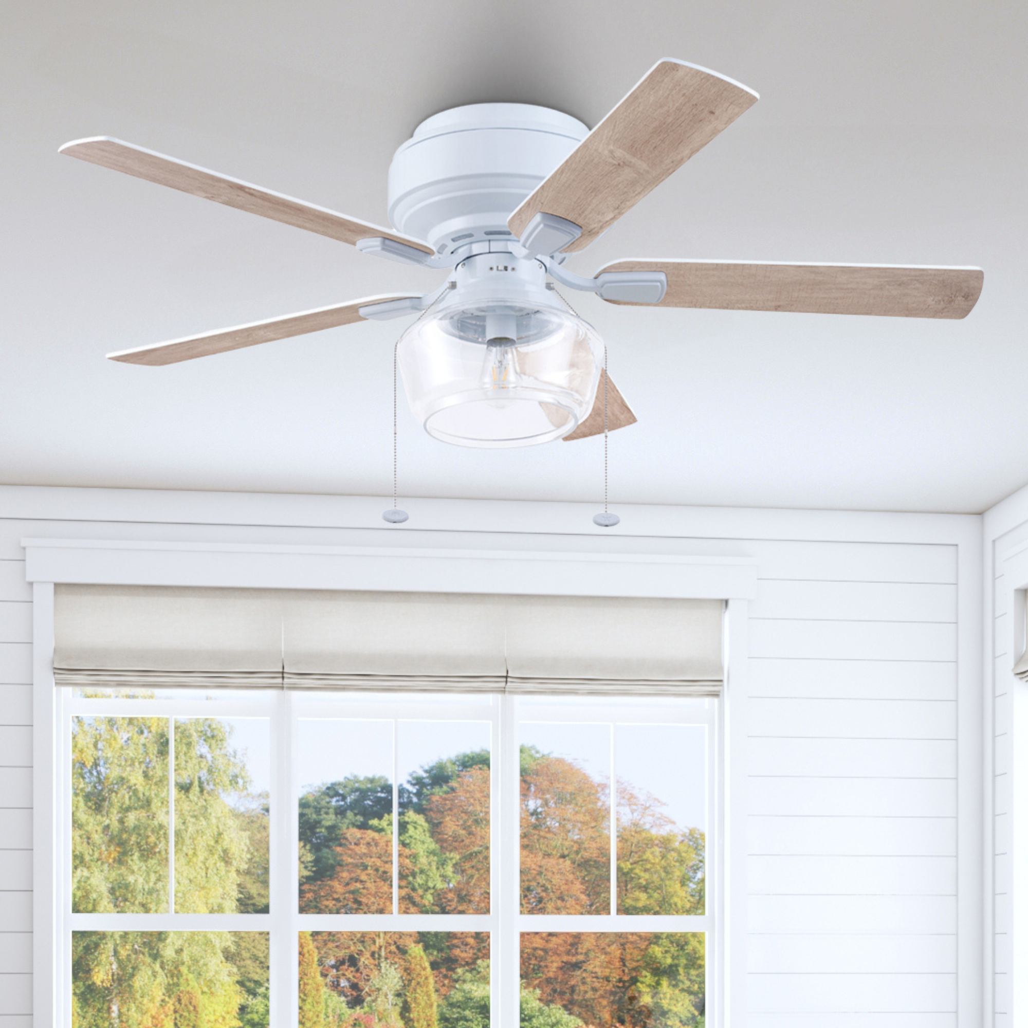 52 Inch White MaCenna Ceiling Fan with Pull Chain & Quick Attach™ - Perfect for Living Room, Bedroom, and Office Spaces