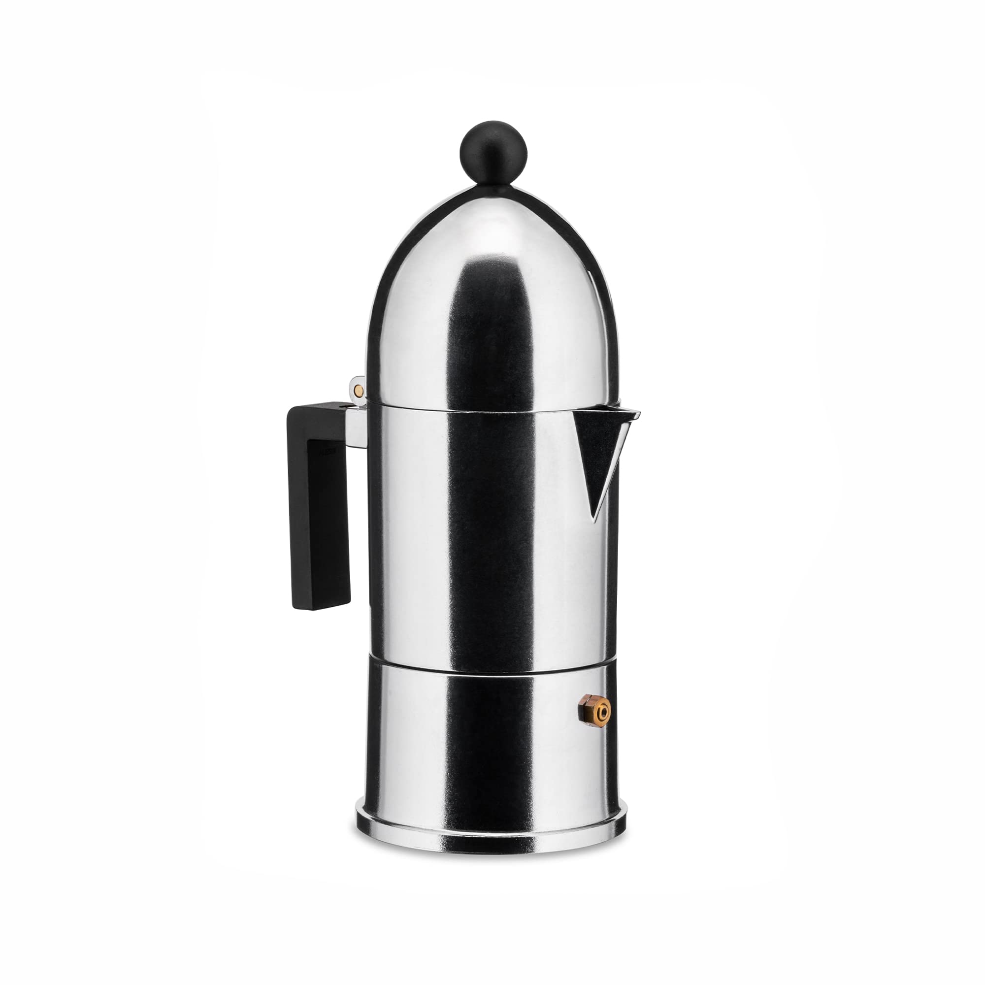 Alessi A9095/3 B La Cupola - Premium Italian Espresso Coffee Maker, 3-Cup Aluminum & Thermoplastic Resin Stovetop Moka Pot with Black Handle | Perfect for Home, Office & Camping Coffee Brewing