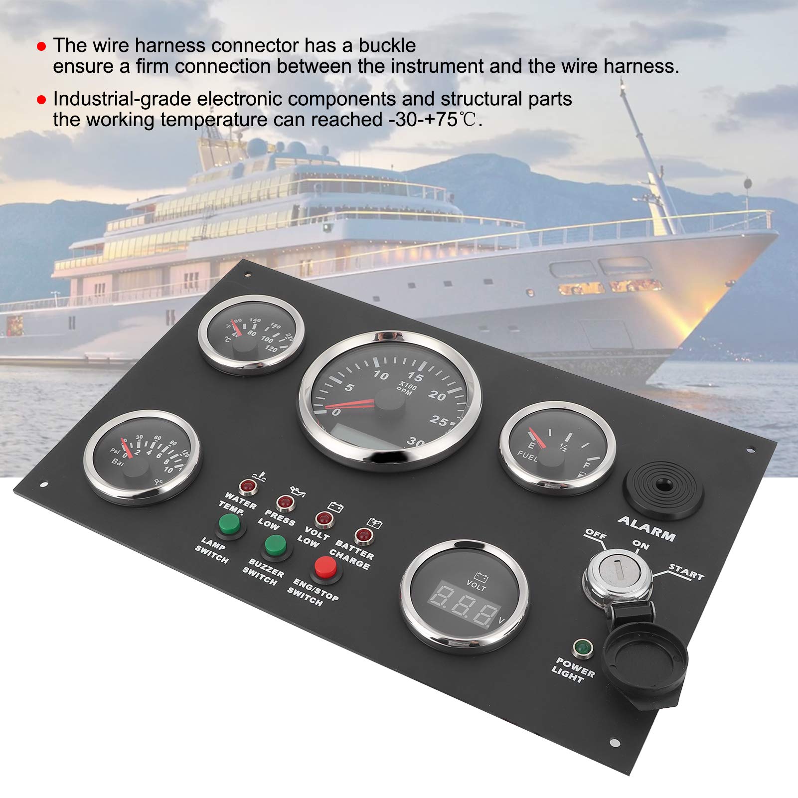 52mm/82mm Digital Gauge Set - Triple Waterproof Cluster with Voltmeter, Oil Pressure, Water Temperature, Engine RPM & Oil Level Display for Cars, Trucks & Boats (12V/24V) - Perfect for Vehicle Dashboards & Marine Instrument Panels