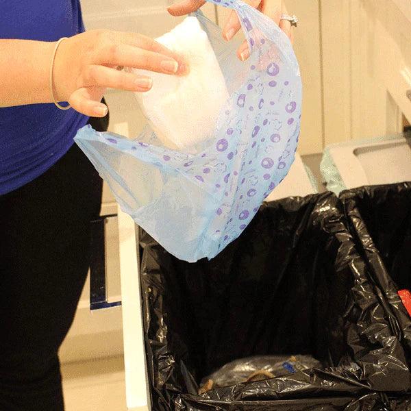 Baby Works Scented Disposable Diaper Bags - 50 Pack | Odor-Controlling & Convenient for Travel, Daycare & On-the-Go Parents