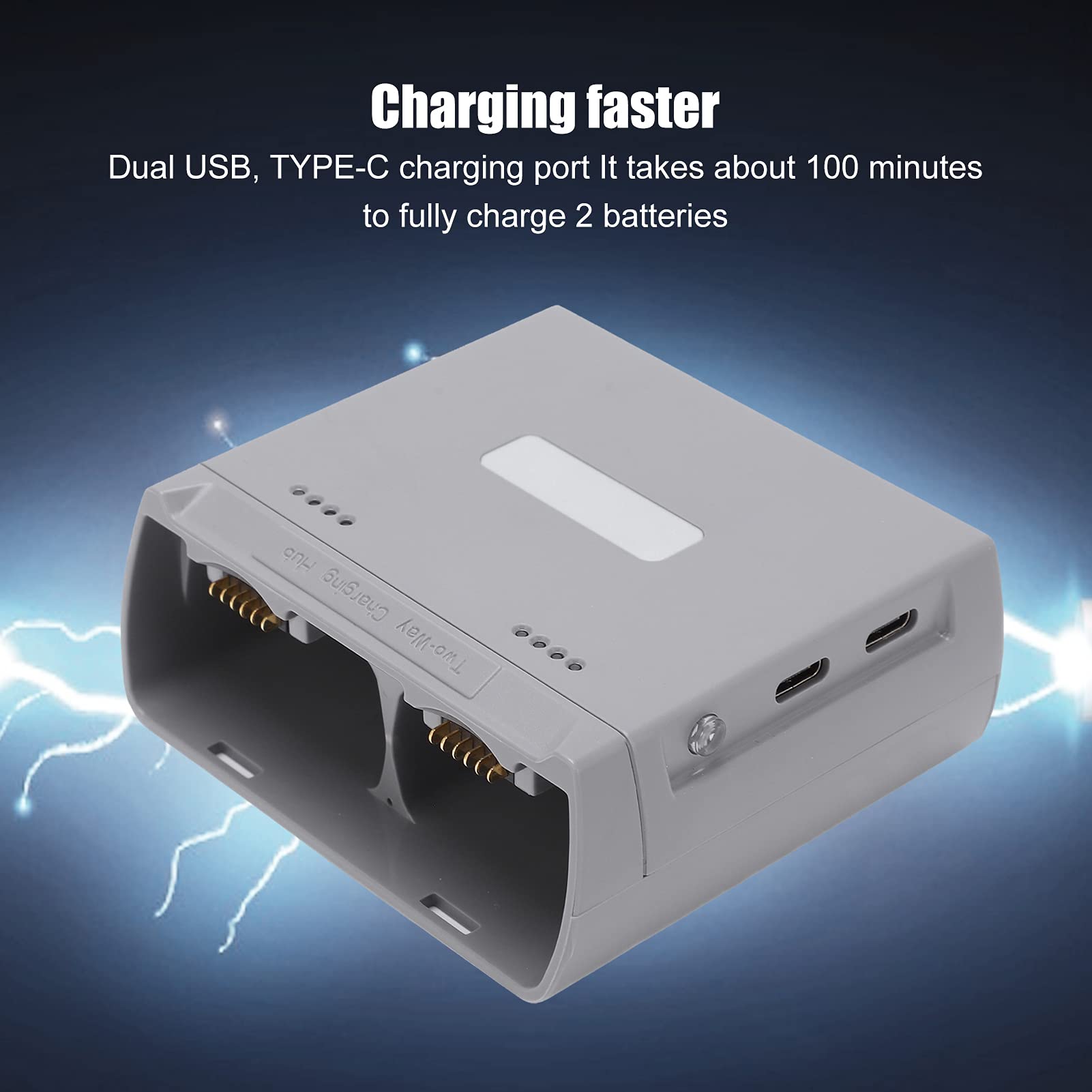 **DJI Mini 2 & Mini SE Smart Drone Battery Charger - Portable Dual-Battery Fast Charging Hub (Grey) - Perfect for Travel, Aerial Photography & Outdoor Adventures**