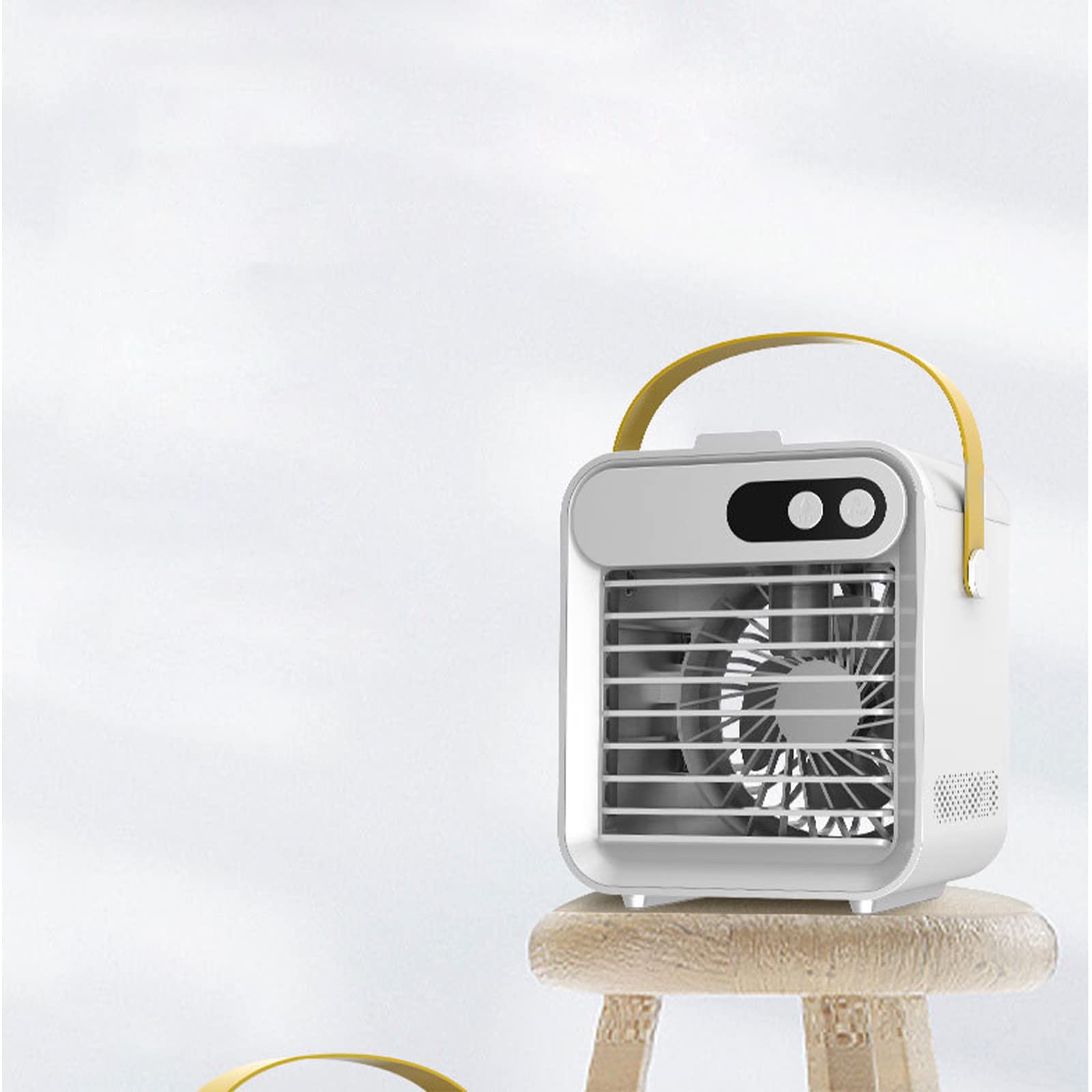 Portable Mini Evaporative Air Cooler Fan - USB Personal Desk Fan with 3 Speed Settings, Phone Holder & Vanity Mirror - Quiet Space Cooler for Home, Office, Bedroom, Dorm - Perfect for Desktop, Nightstand & Small Spaces (White)