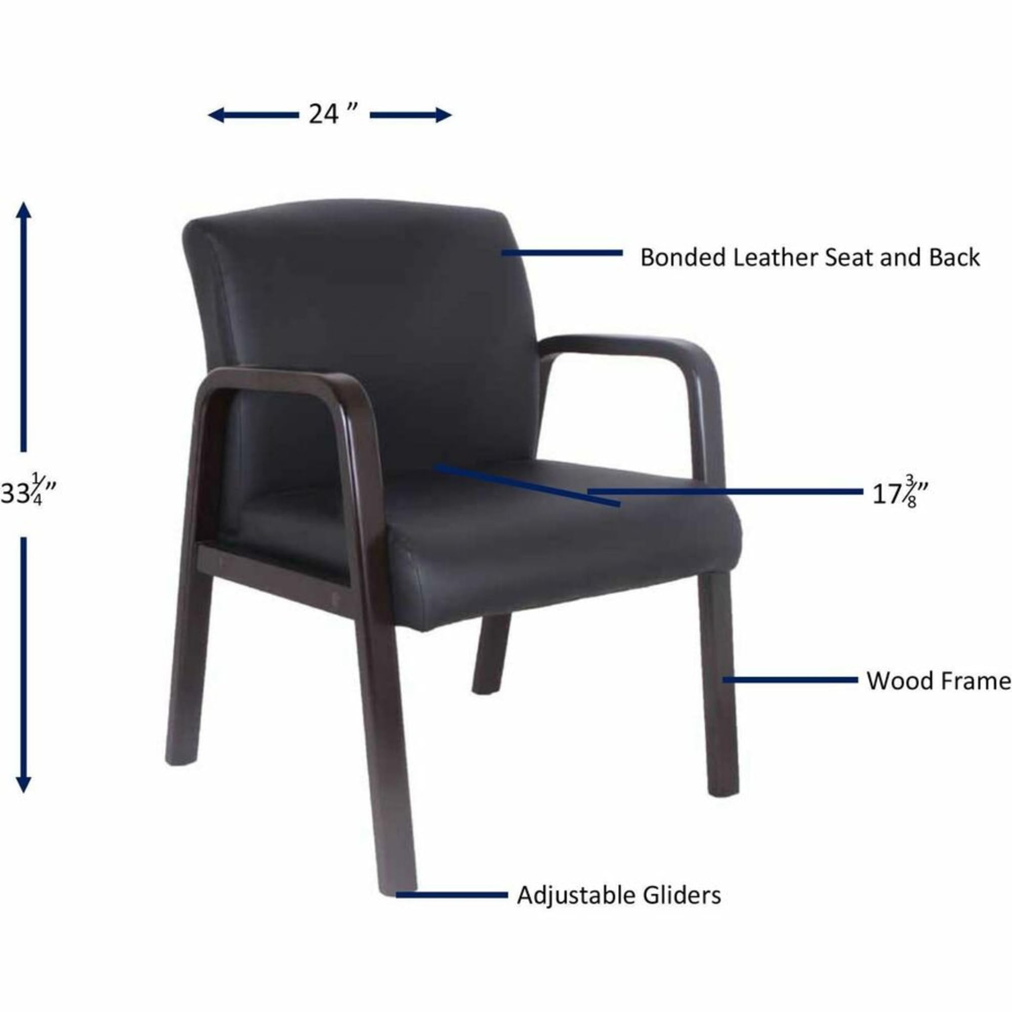 Lorell Guest Chair, Black/Espresso - Ergonomic Office Chair for Home & Business - Comfortable Seating for Reception, Conference Rooms & Waiting Areas