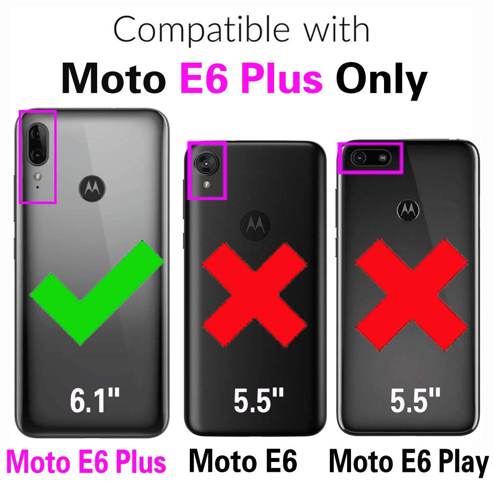 Motorola Moto E6 Plus Phone Case with Tempered Glass Screen Protector - Rugged Hybrid Protective Cover with Kickstand for Men & Women (Black/Red) - Perfect for Work, Travel, and Everyday Protection