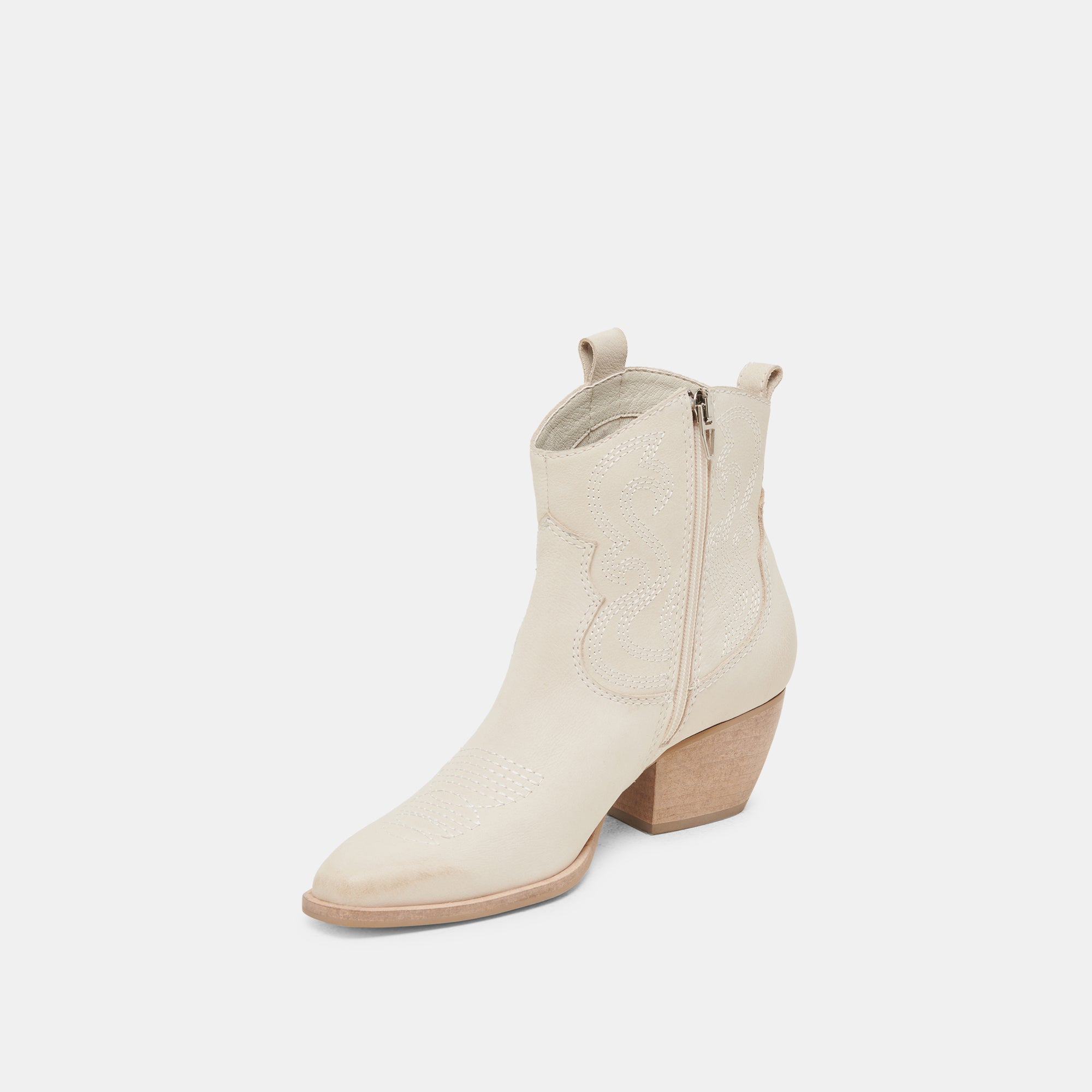 SHANIA Women's Ivory Nubuck Ankle Boots - Comfortable Low Heel Booties for Casual Wear, Office & Date Night
