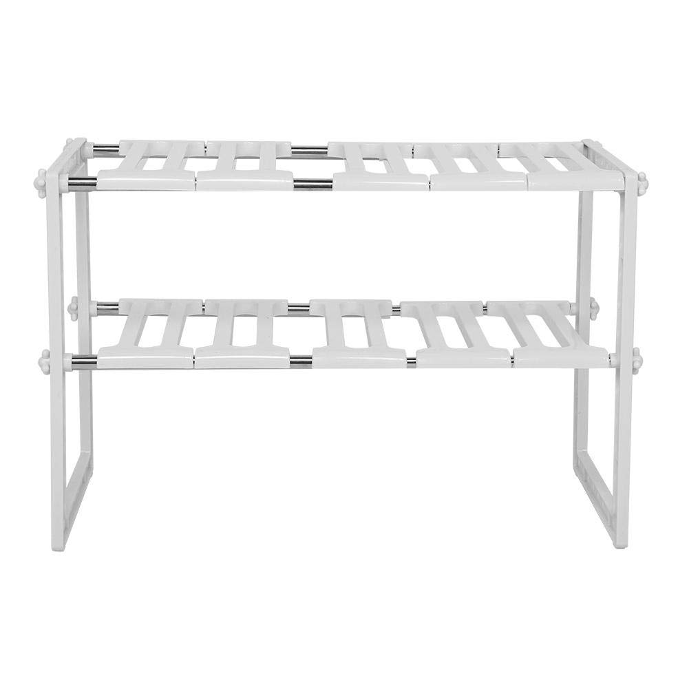 TopinCN 2-Tier Adjustable Storage Shelf - Expandable & Retractable Organizer for Kitchen, Bathroom, Office | White Space-Saving Rack for Home Decor & Organization