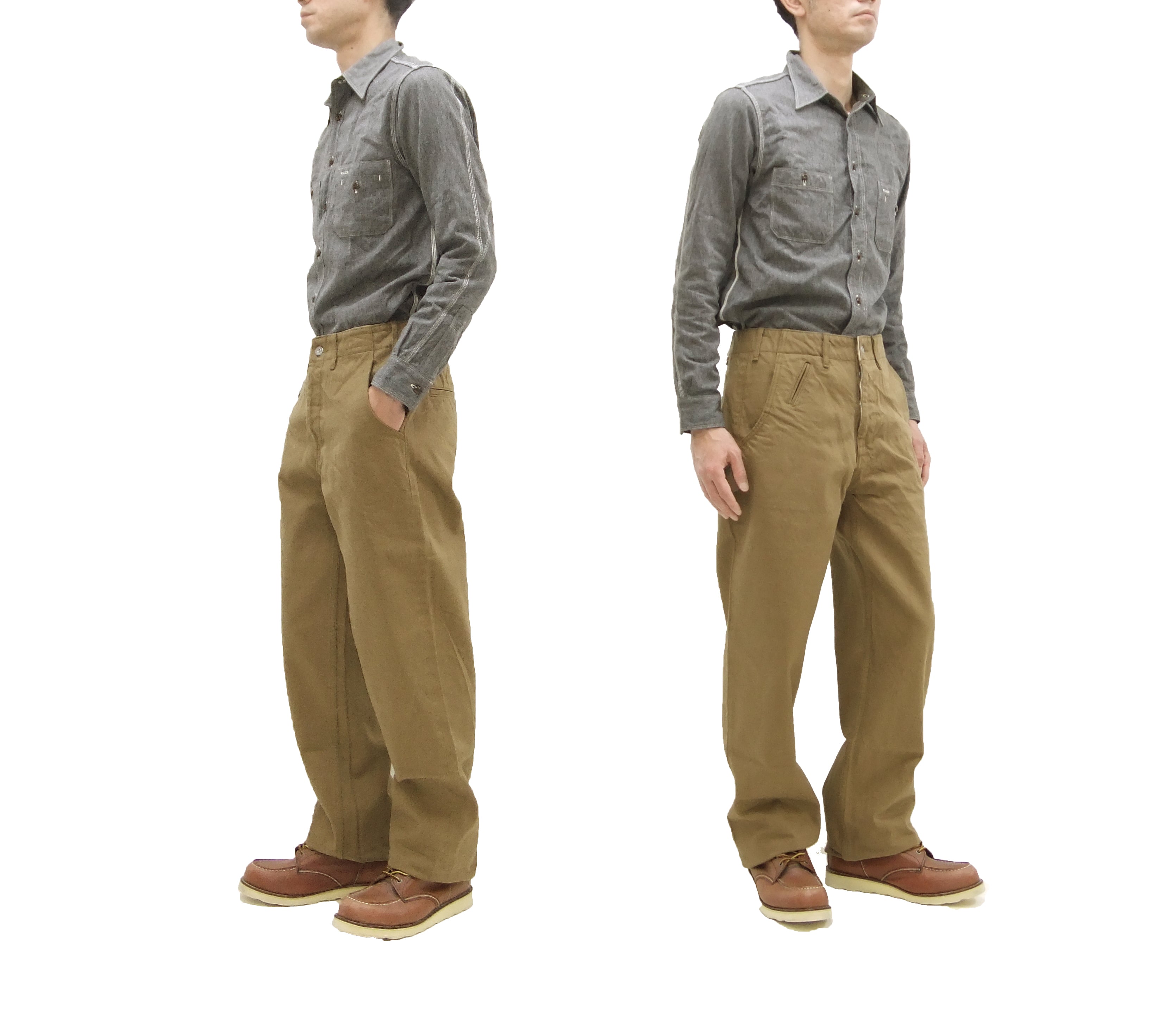 Samurai Jeans SJ48CP Men's Relaxed Fit Straight Leg Chino Pants - Khaki Wide Cut Work Trousers, Sulfur Dyed & One Washed for Comfort | Perfect for Casual Wear, Office & Outdoor Activities