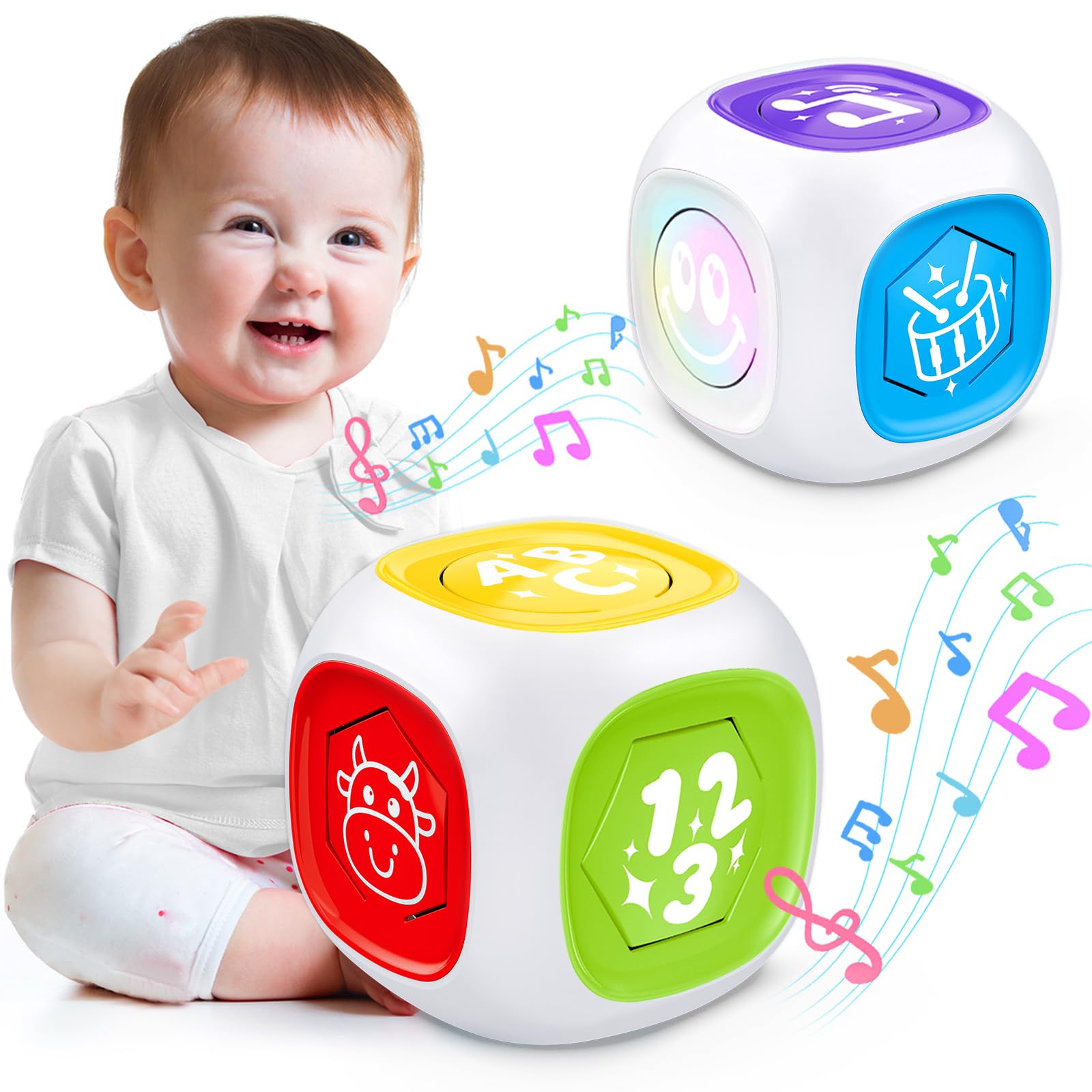 Bilingual Learning Cube Toy for Toddlers 1-2 Years - Musical & Light Up Baby Gift for Christmas & Birthdays