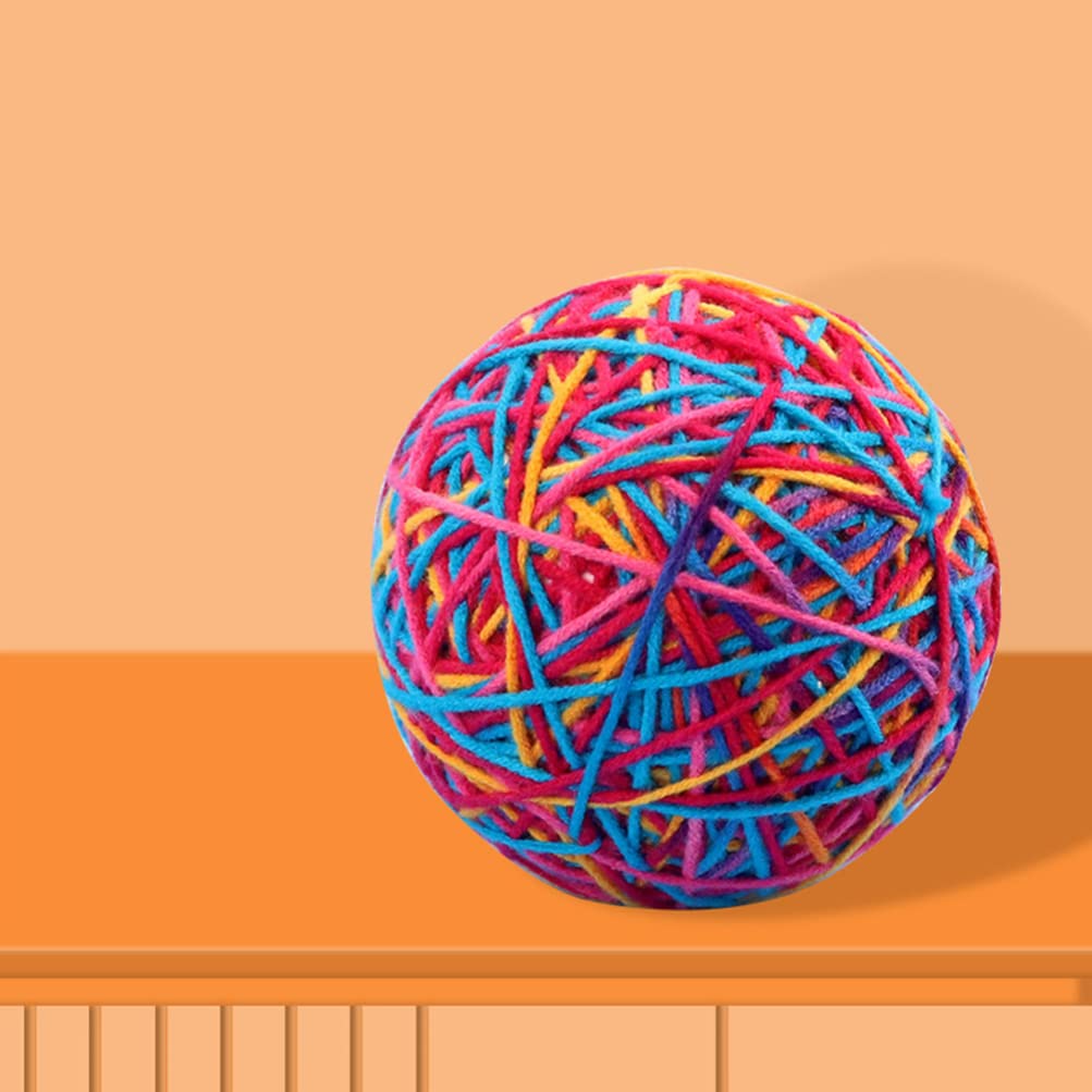 POPETPOP Self-Happy Ball Kitten Toys - Interactive Cat Teaser with Sisal & Plush for Teething, Cleaning & Play - Perfect for Indoor Cats, Boredom Relief & Bonding Time