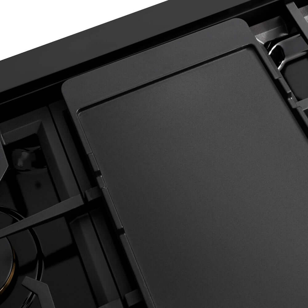 ZLINE 48-inch Black Stainless Steel Gas Rangetop with 8 Brass Burners - Professional Porcelain Cooktop for Home Kitchen (SRTB BR 48) | Perfect for Gourmet Cooking, Entertaining & Large Family Meals