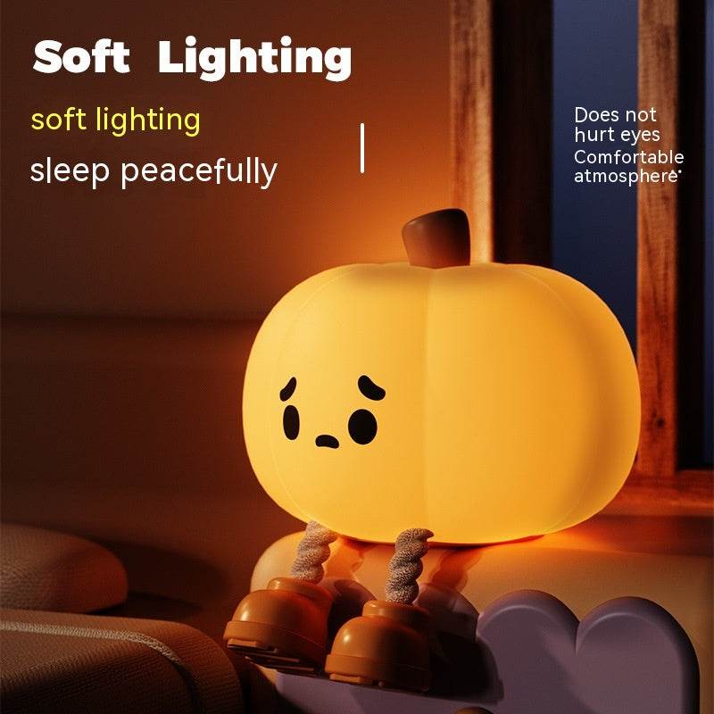 Cute Pumpkin Night Light - Halloween LED Decor for Kids Room, Bedside, Party - Warm White Glow for Cozy Ambiance