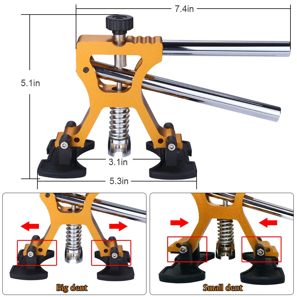 Professional Auto Body Dent Repair Kit - Car Dent Puller with Golden Puller for Minor & Deep Dent Removal | DIY Car Dent Repair for Hail Damage & Parking Lot Dings