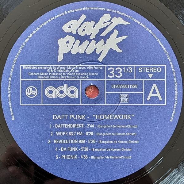 Daft Punk Homework 2xLP Vinyl Album Reissue Remastered Mint Condition - Perfect for DJ Sets, Music Collectors & Vinyl Enthusiasts
