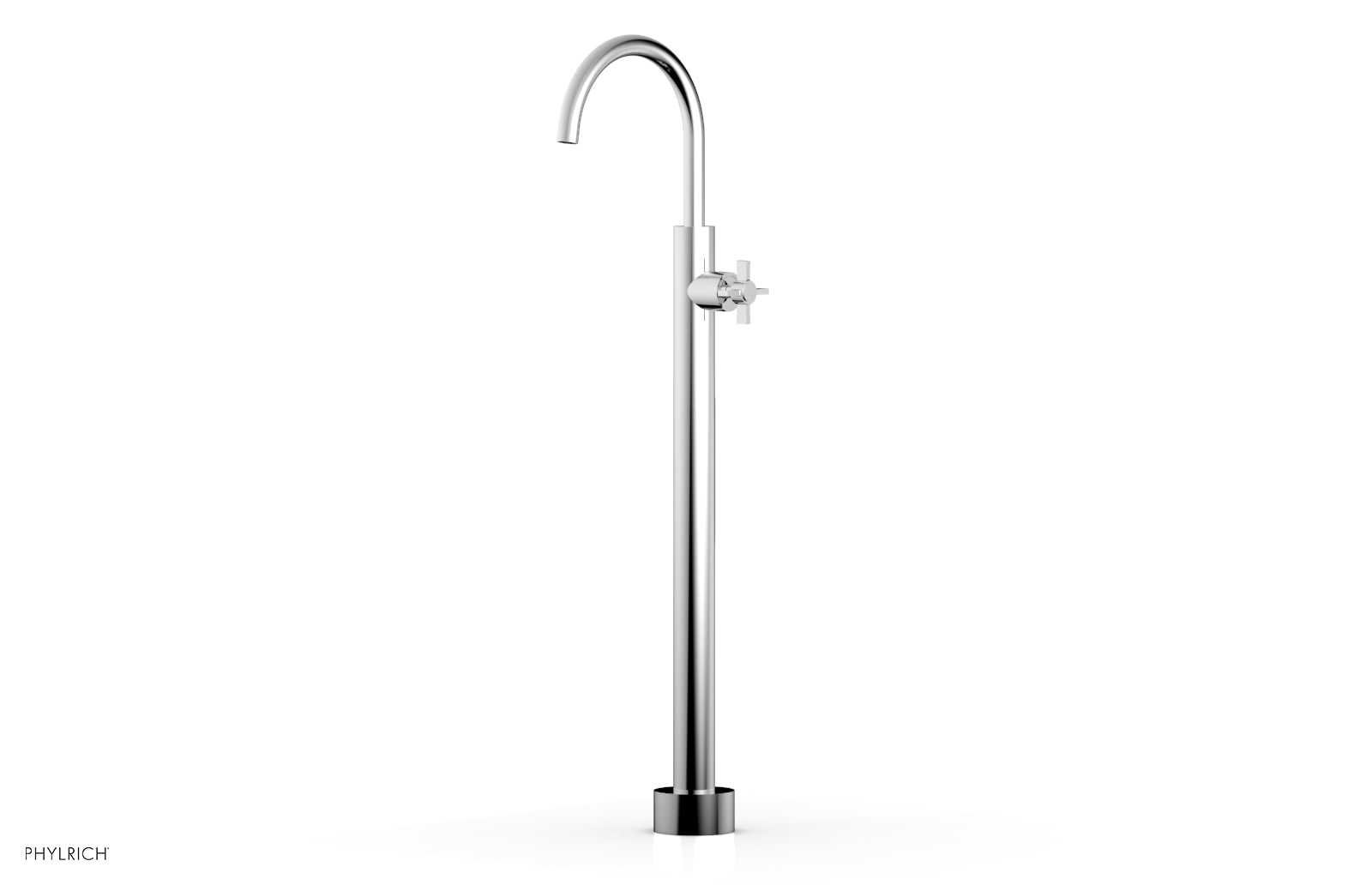 BASIC Tall Floor Mount Tub Filler with Cross Handle - D132 44 02 - Perfect for Modern Bathroom Renovations and Spa-Like Showers