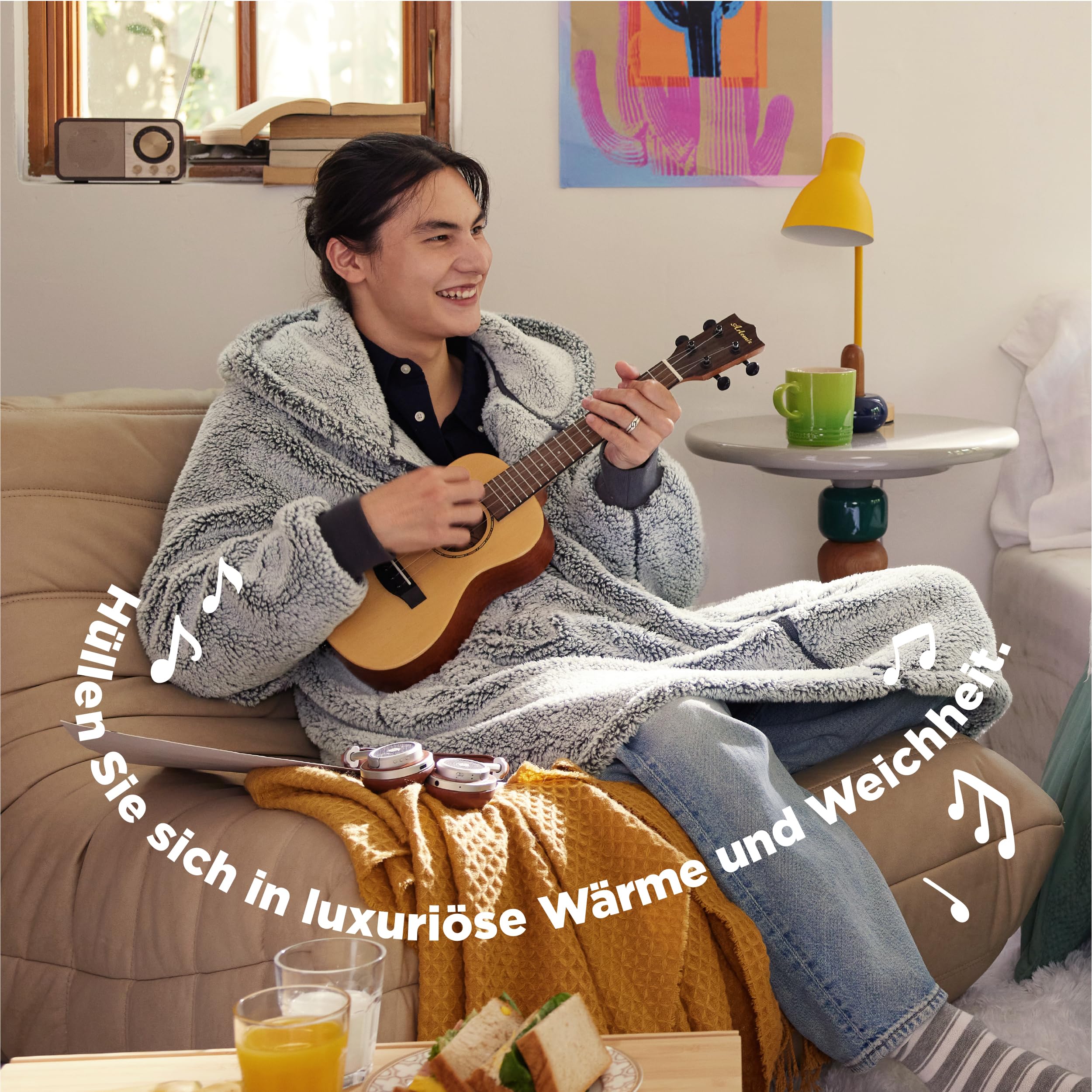 BEDSURE Wearable Blanket with Sleeves and Hood - Ultra Soft Sherpa Hoodie Blanket for Adults, Cozy Fleece Snuggie for TV Watching, Gaming, Reading & Lounging at Home